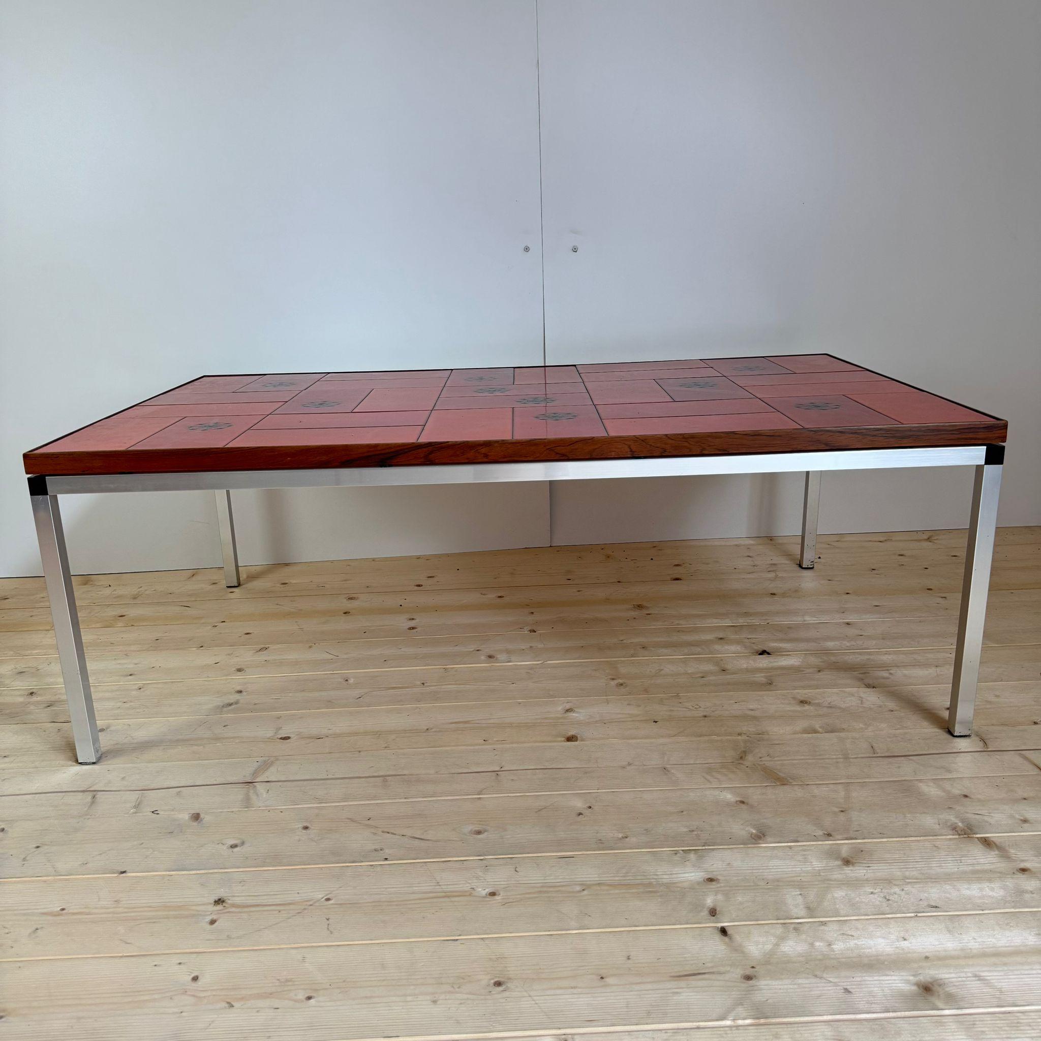 Mid-20th Century Mid-century coffee table red ceramic, Denmark 1960s in vendita