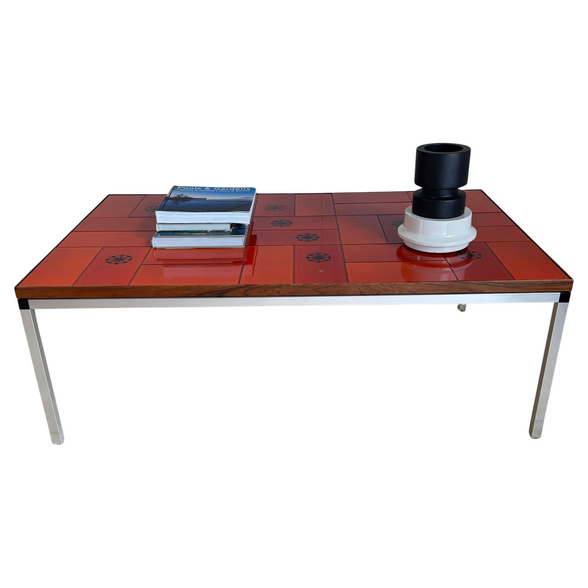 Mid-century coffee table red ceramic, Denmark 1960s in vendita