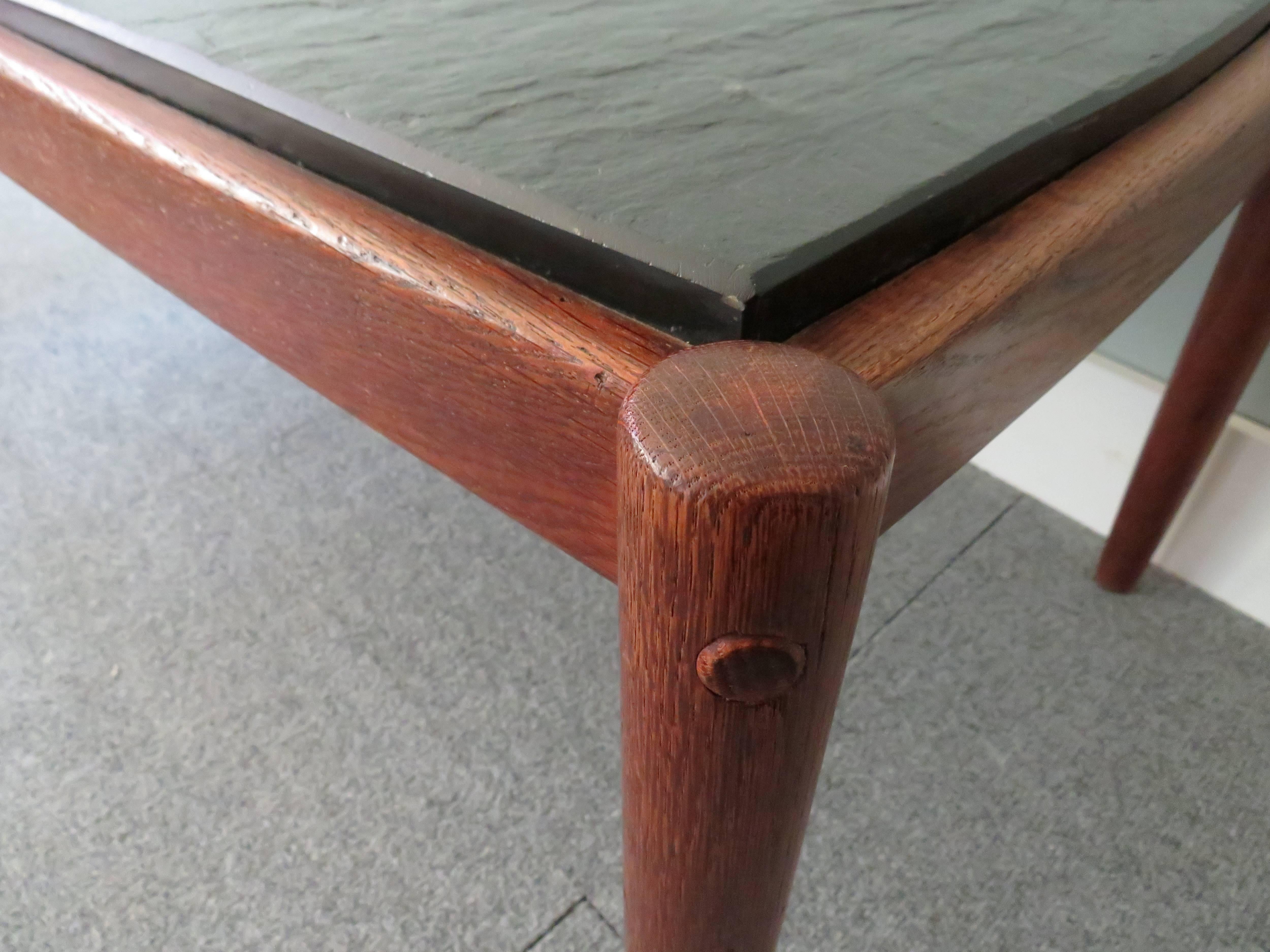 Mid-Century Coffee Table, Teak and Slate, Denmark, 1960s In Good Condition In Herentals, BE