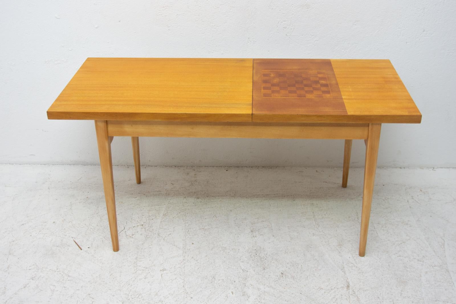 Scandinavian Modern Midcentury Coffee Table with Chess Pattern, Hikor Písek, 1960s, Czechoslovakia