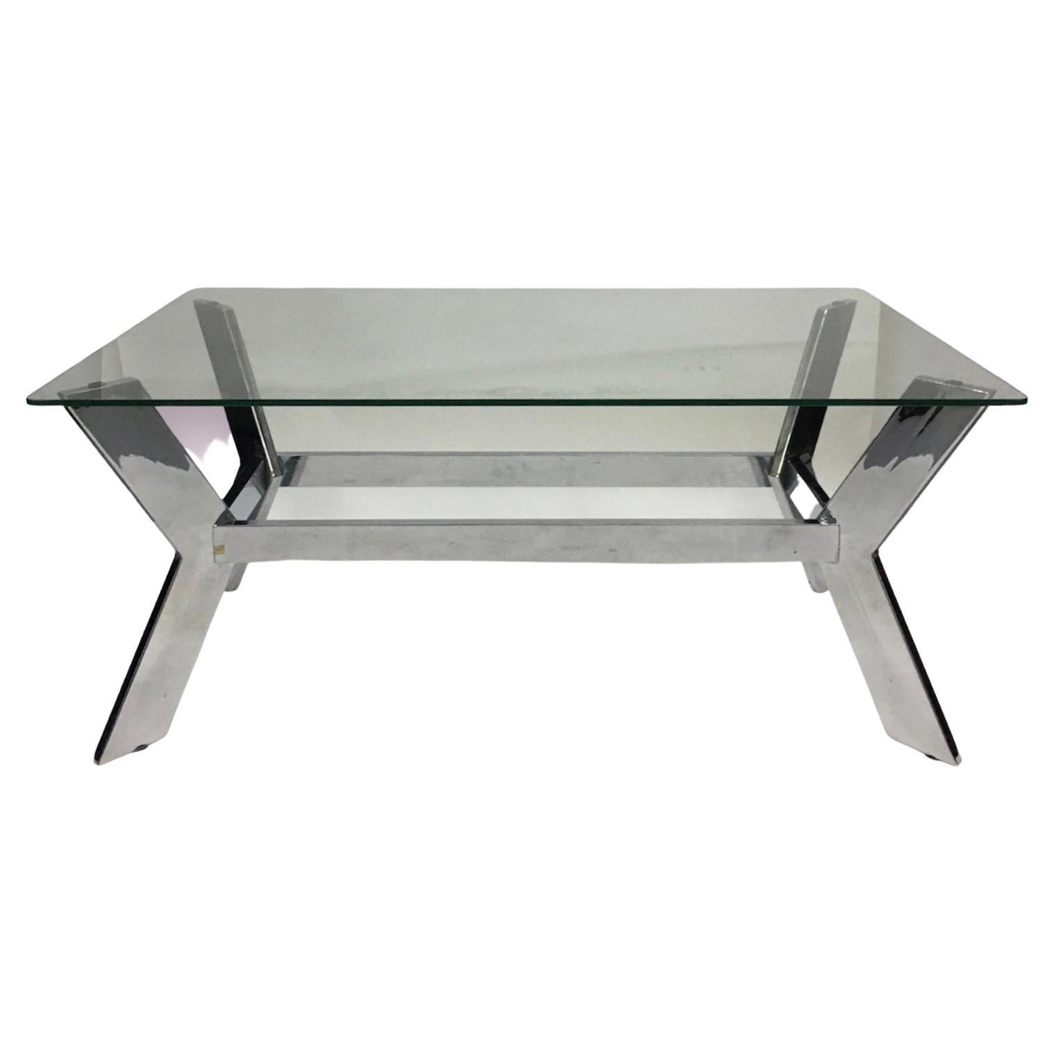 MidCentury Coffee Table with Cast Chromed Aluminum Legs by Chromcraft