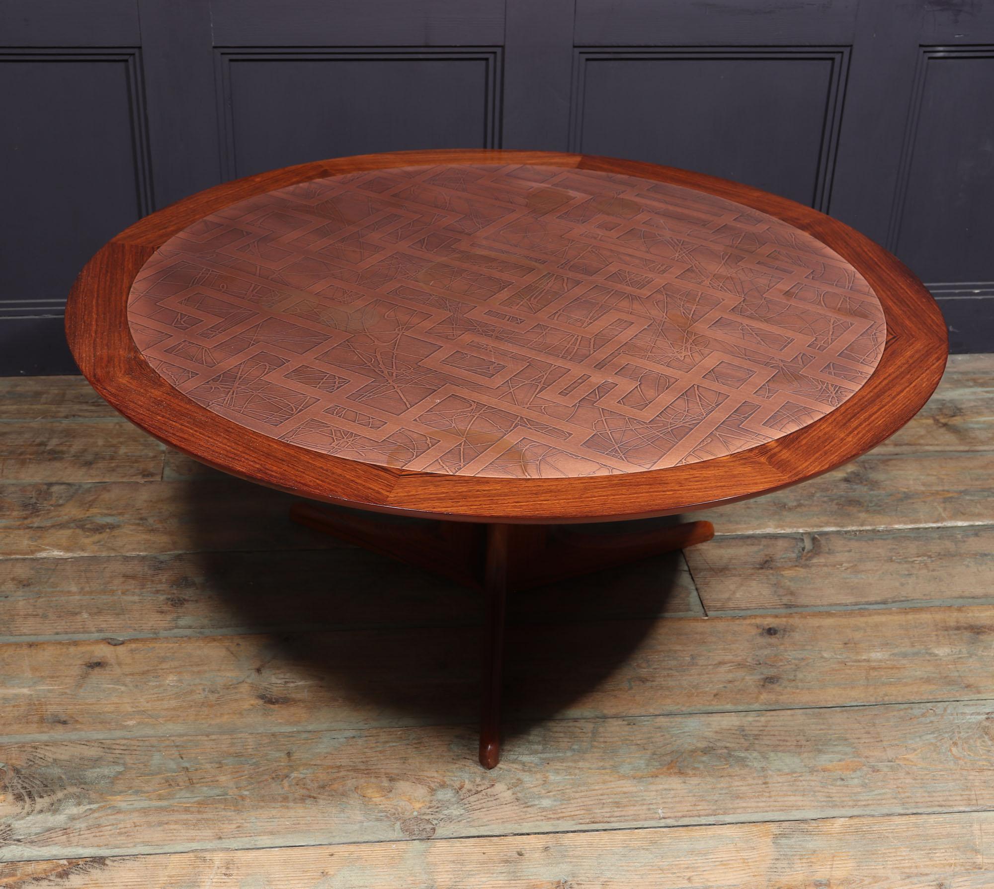 Mid century Coffee table with Copper Top For Sale 7