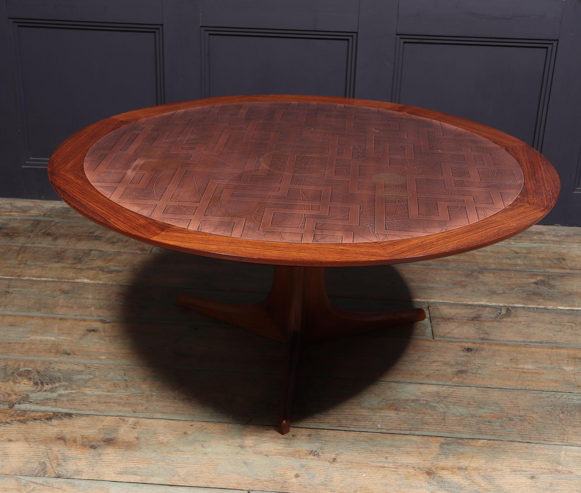 Danish Mid century Coffee table with Copper Top For Sale