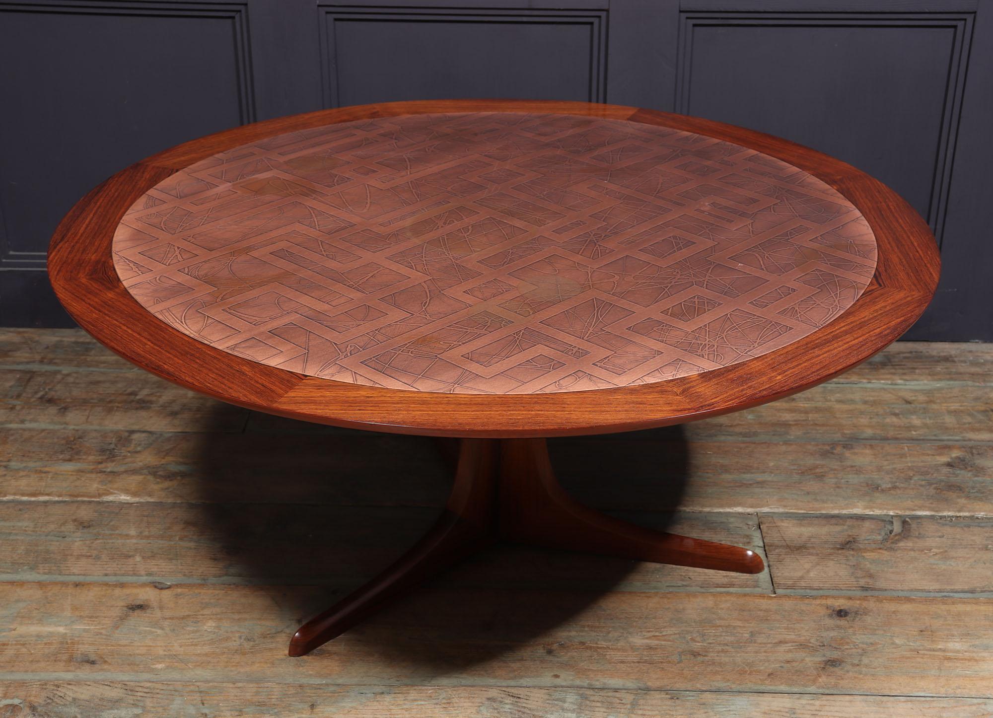 Mid century Coffee table with Copper Top For Sale 1