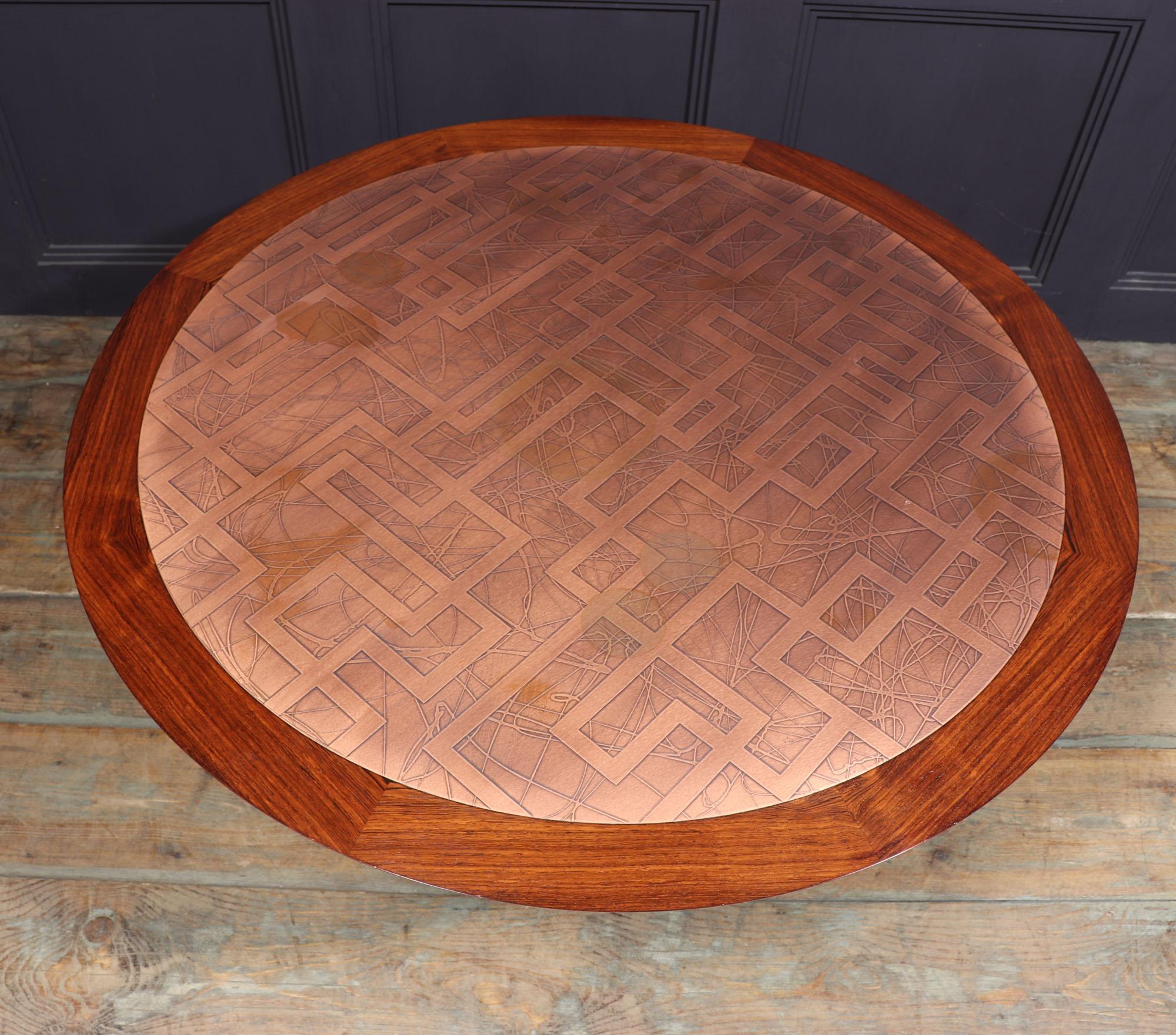 Mid century Coffee table with Copper Top For Sale 2