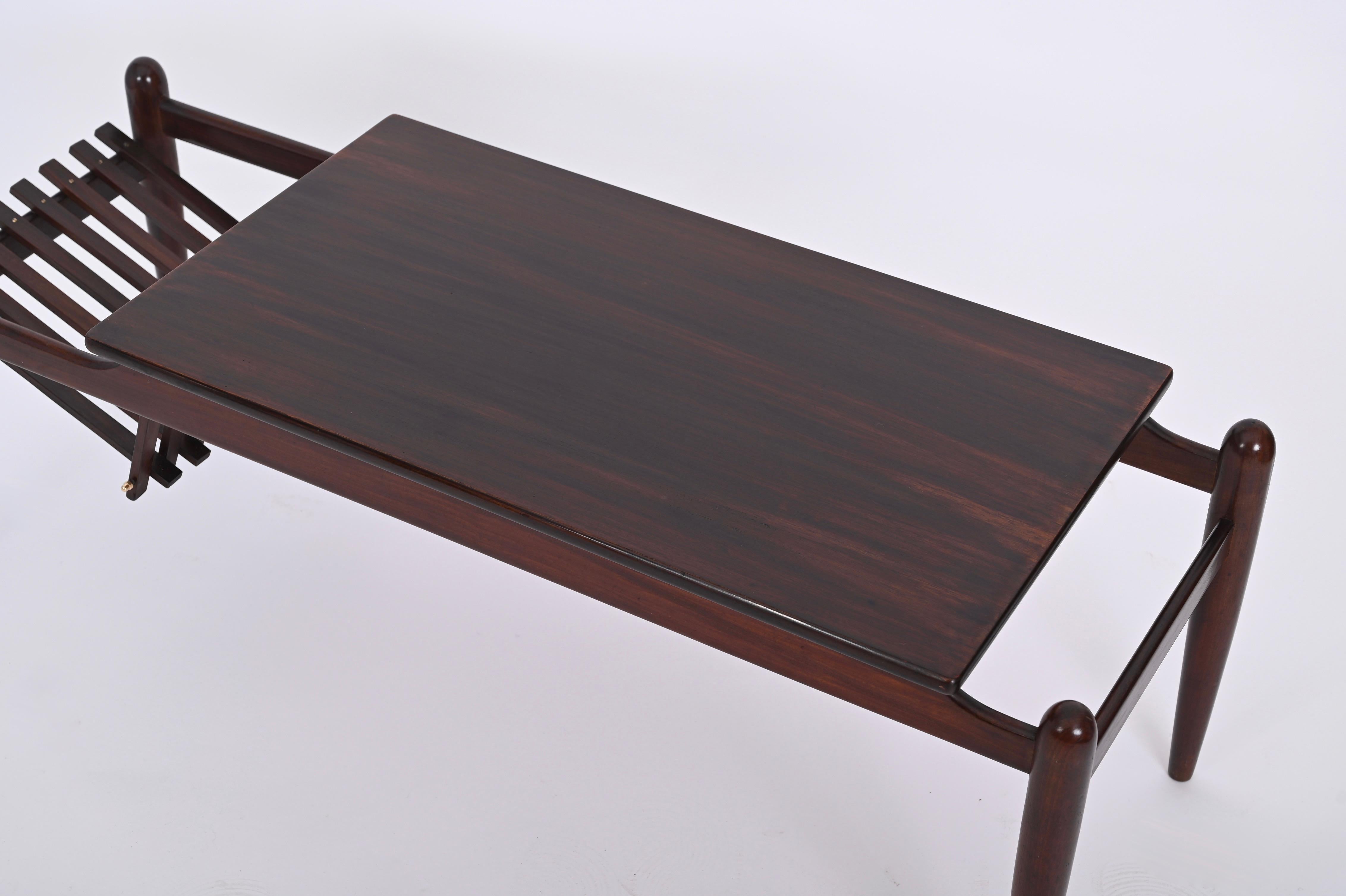 Midcentury Coffee Table with Magazine Rack in Teak Wood, Italy 1960s For Sale 9