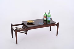 Midcentury Coffee Table with Magazine Rack in Teak Wood, Italy 1960s
