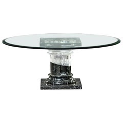 Midcentury Coffee Table with Unusual Marble and Lucite Base Midcentury Coffee Table with Unusual Marble and Lucite Base
