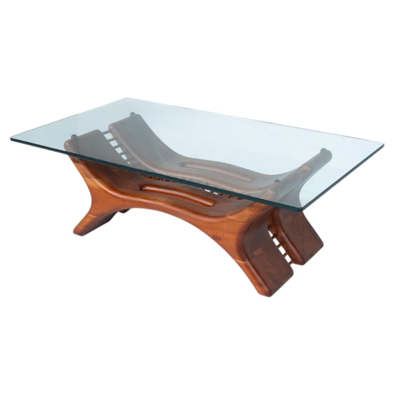 Table basse du milieu du siècle, bois et verre, Italie, années 1960