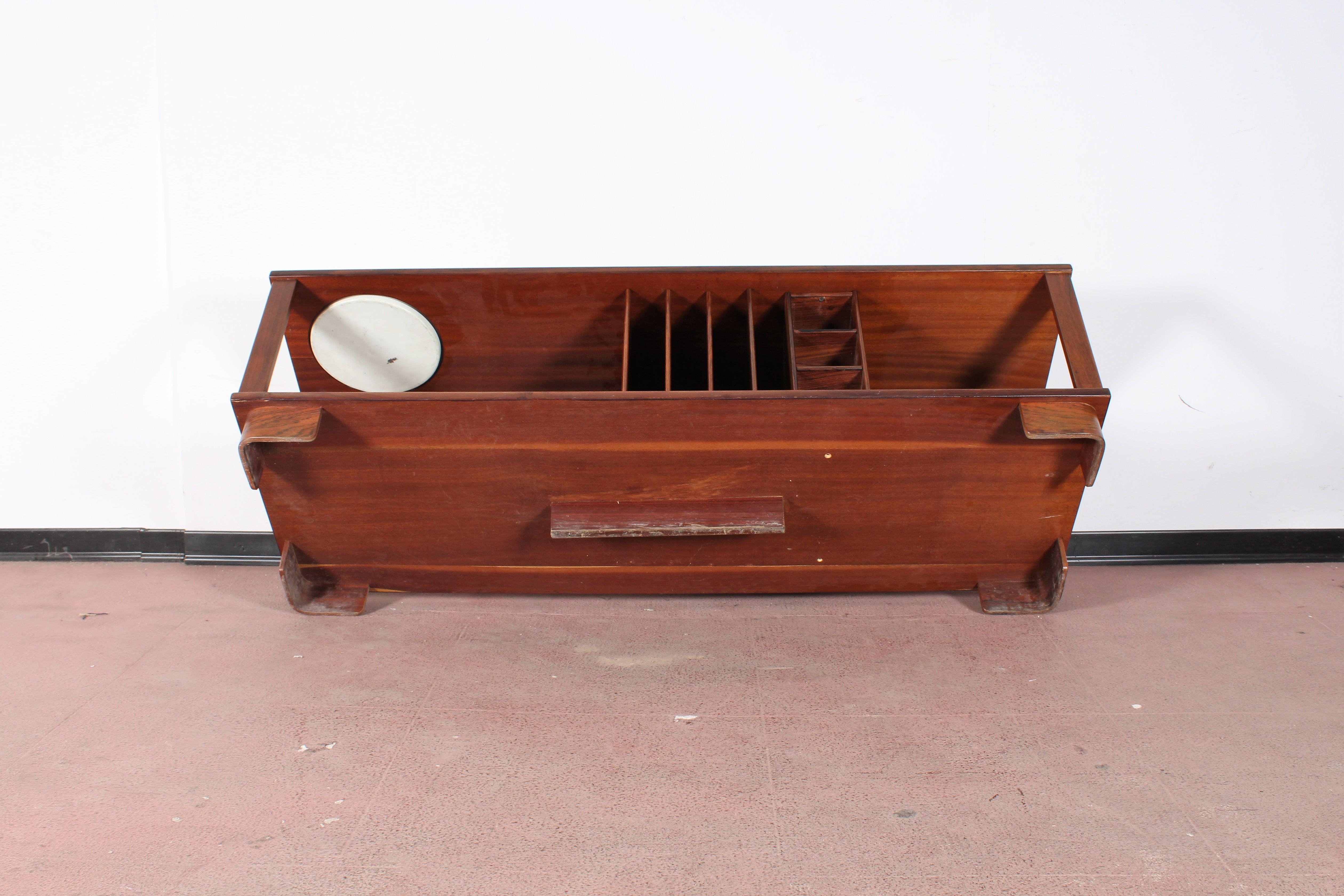Midcentury Coffee Table Wood with Metal Tray Danish Design, 1960s 9