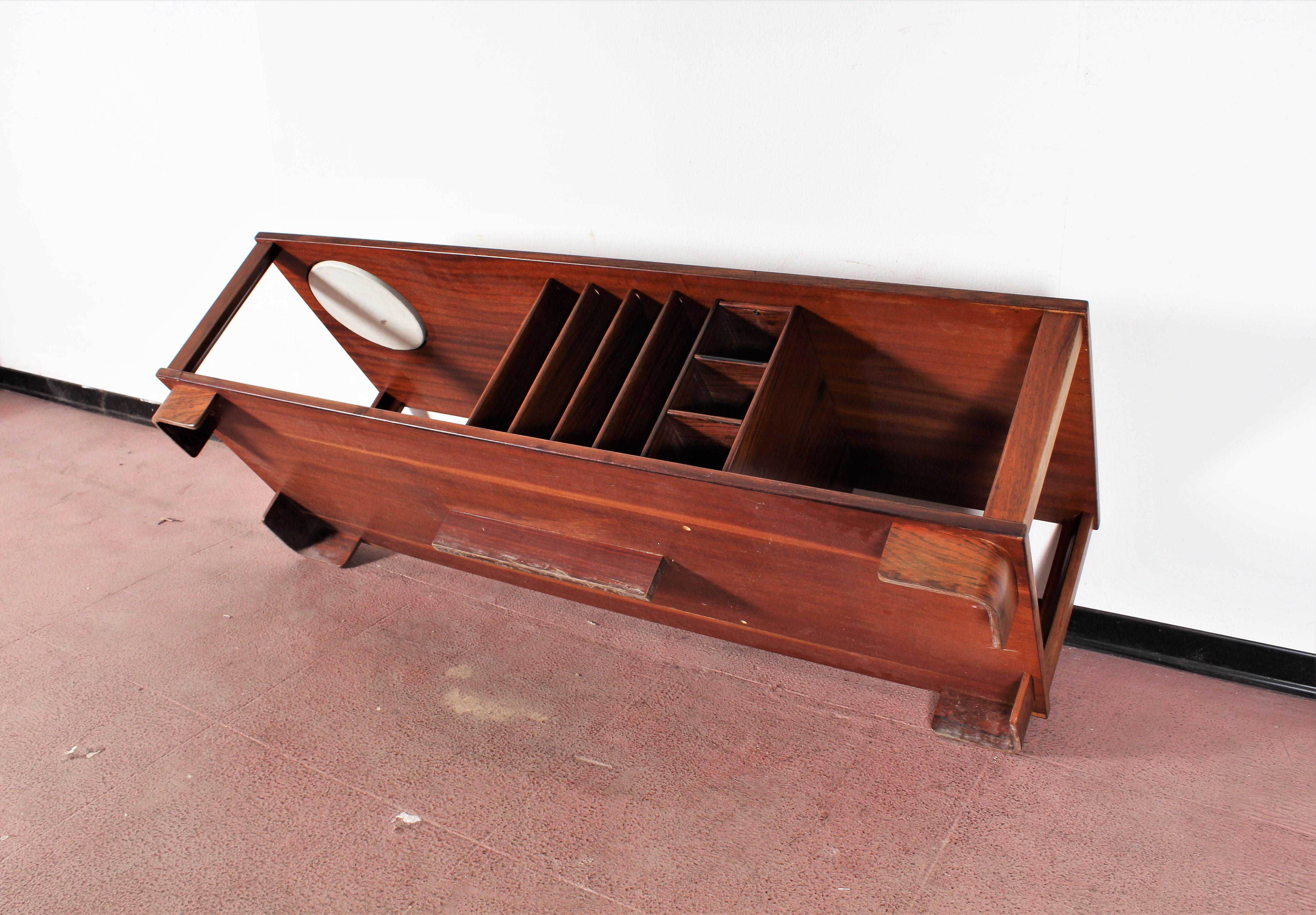 Midcentury Coffee Table Wood with Metal Tray Danish Design, 1960s 10