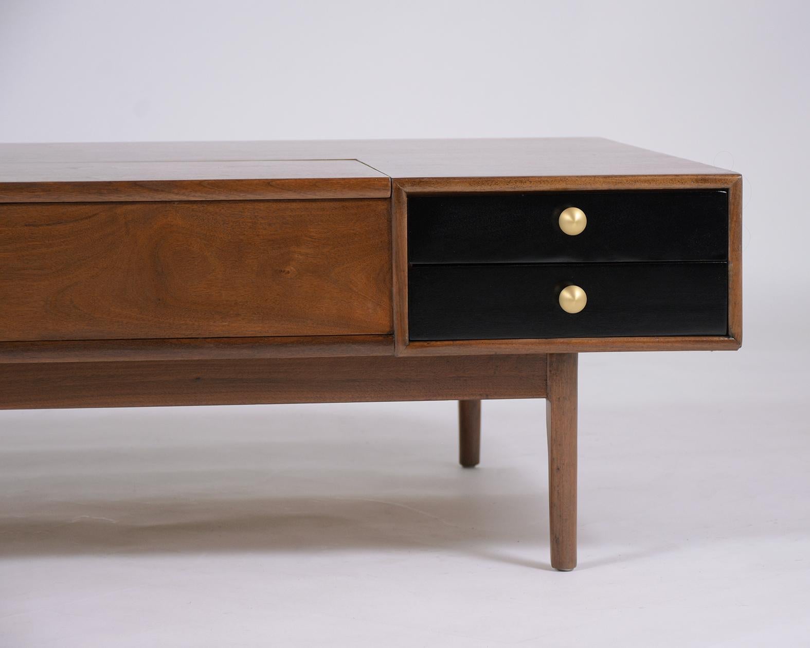 American Mid-Century Modern Walnut Lacquered Coffee Table