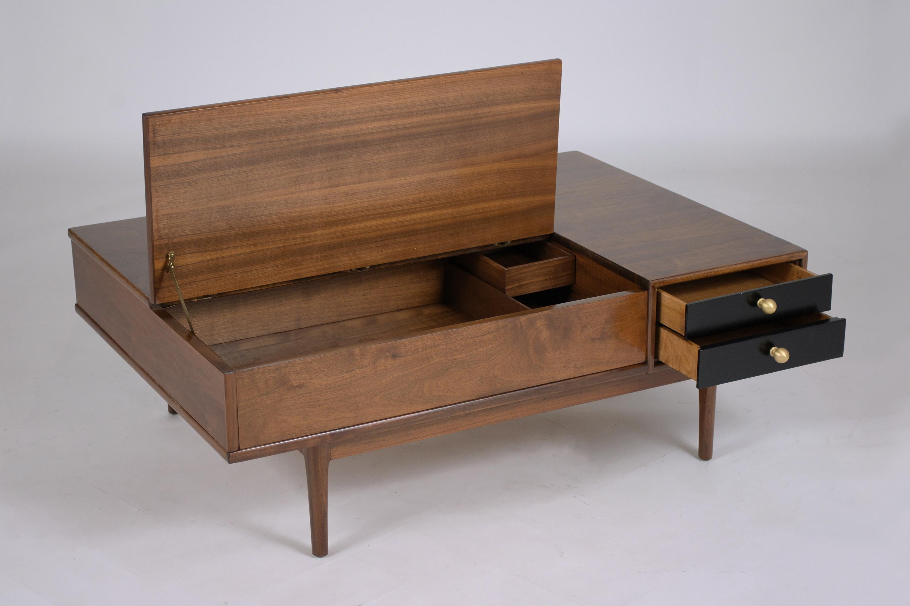 Wood Mid-Century Modern Walnut Lacquered Coffee Table