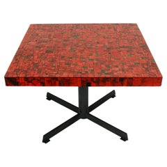 Mid-Century Coffeetable Glass Mosaic Red Green Black 60s
