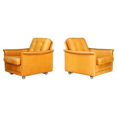 Mid-Century Cognac Leather Armchairs-Lounge Chairs, Germany, 1960s