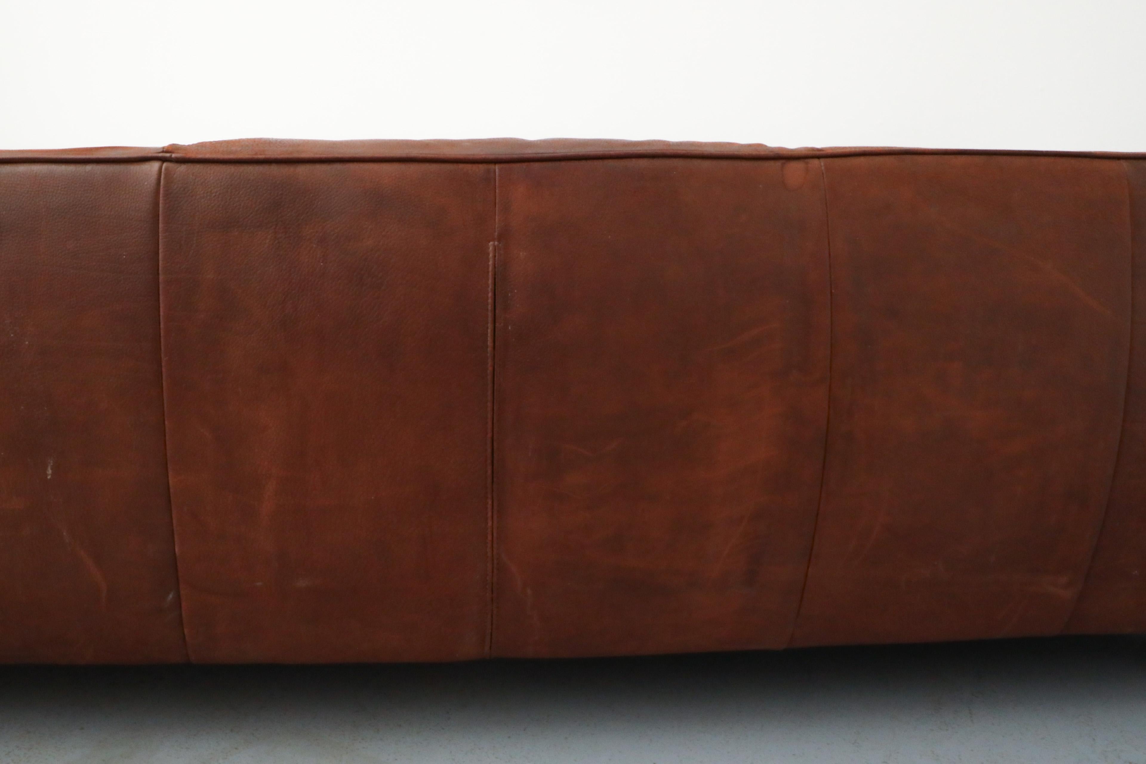 Mid-Century Cognac Leather 'Bommel' Sofa by Gerard Van Den Berg for Label, 1985 4