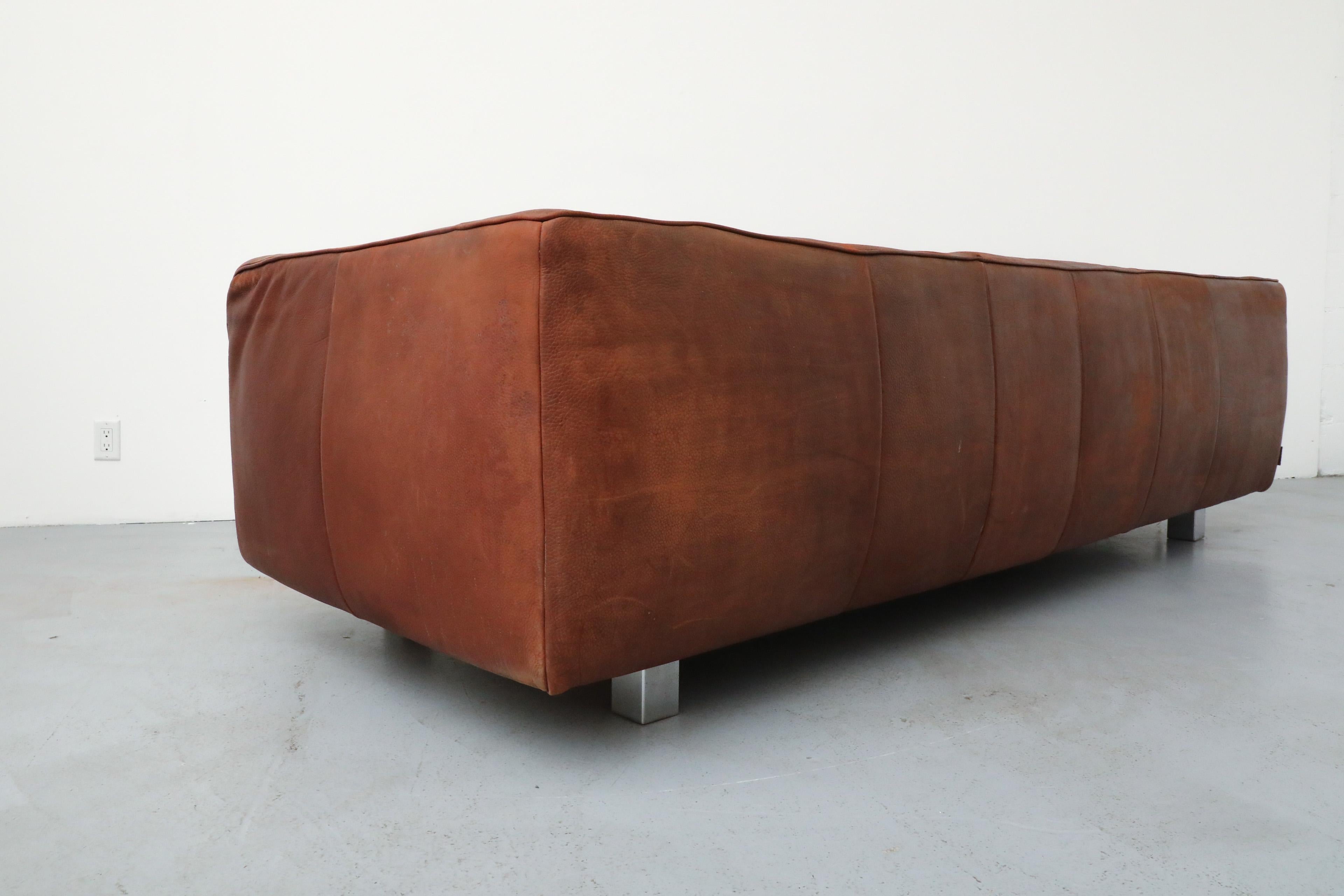 Mid-Century Cognac Leather 'Bommel' Sofa by Gerard Van Den Berg for Label, 1985 5