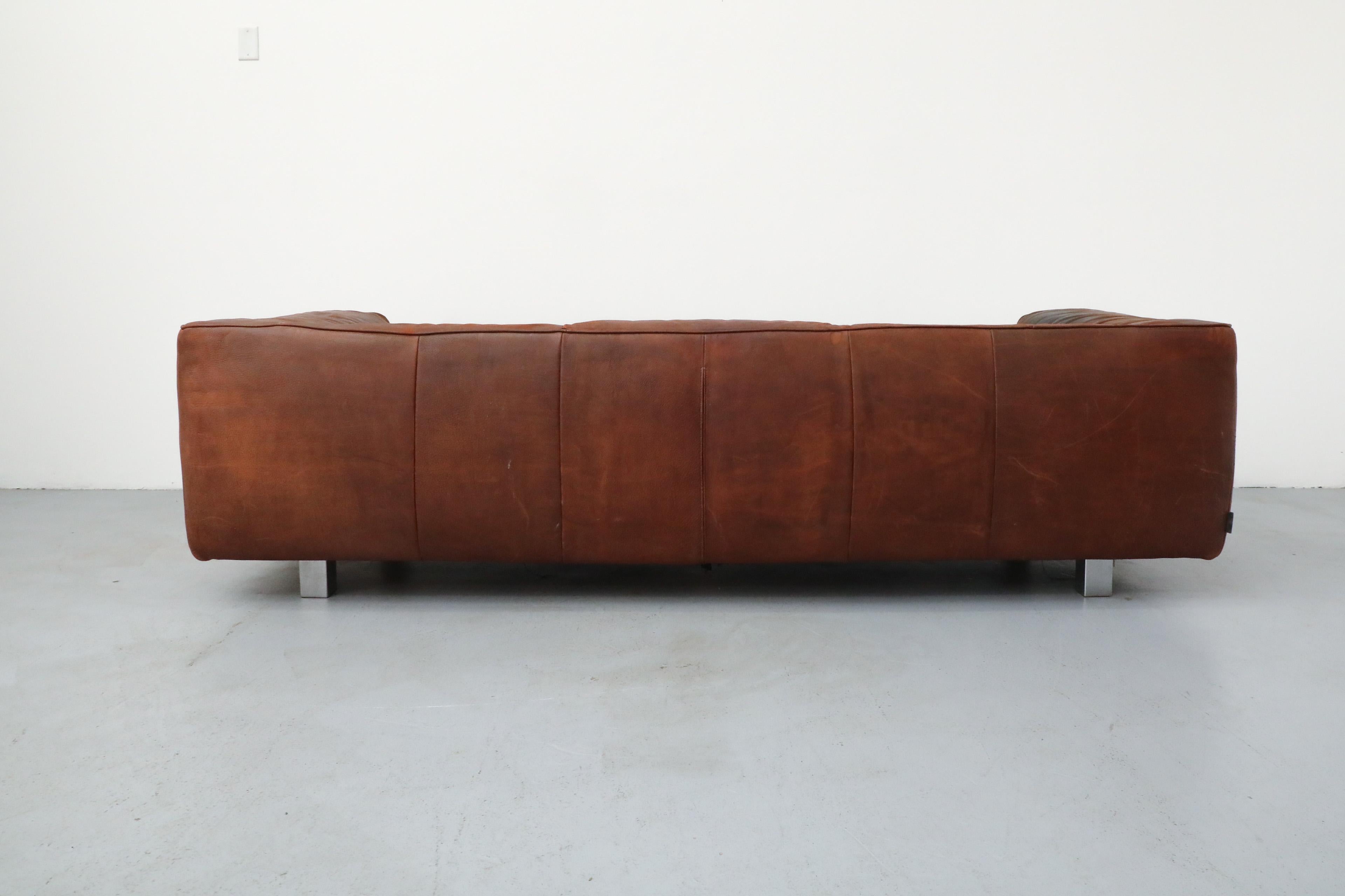 Mid-Century Cognac Leather 'Bommel' Sofa by Gerard Van Den Berg for Label, 1985 6