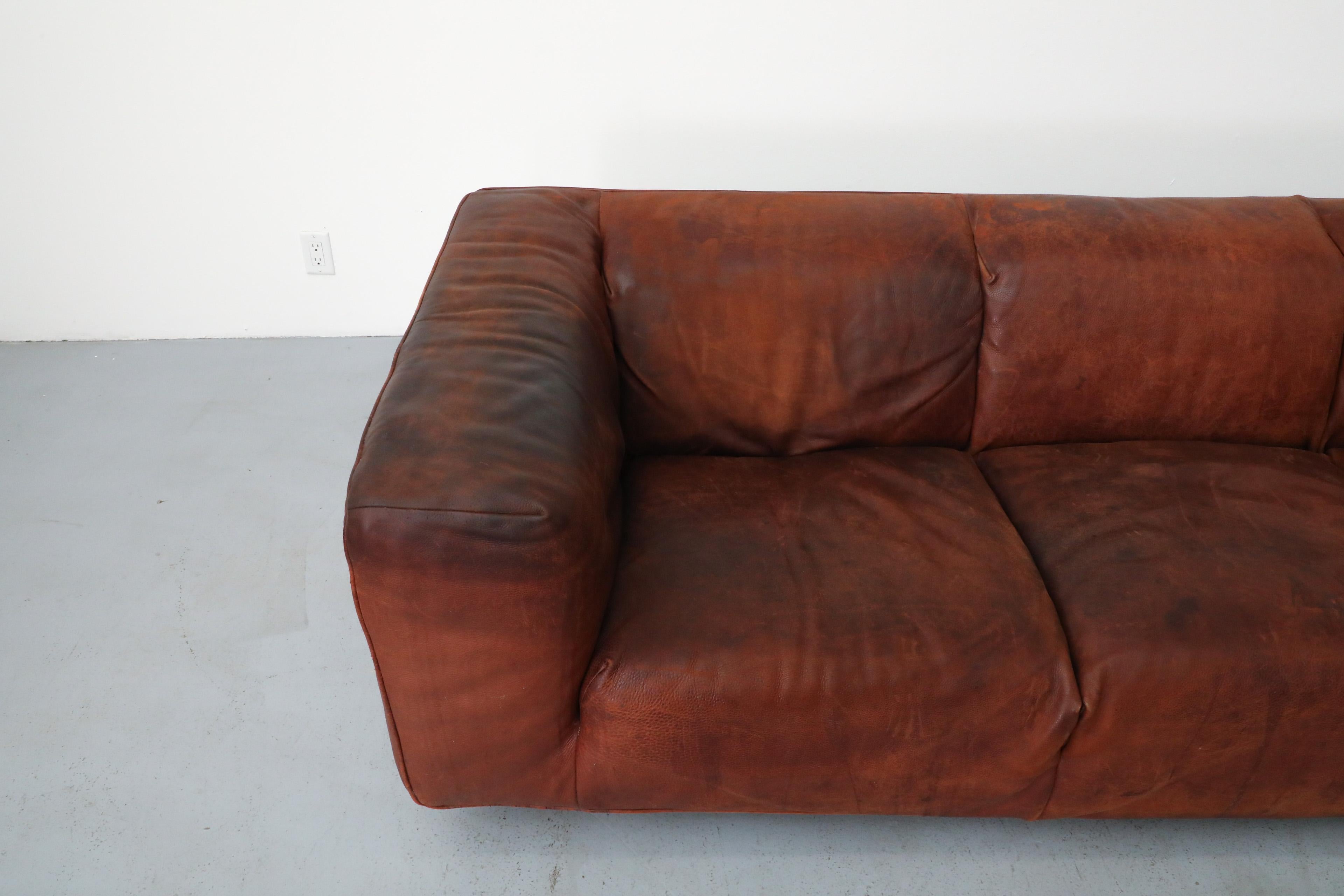 Mid-Century Cognac Leather 'Bommel' Sofa by Gerard Van Den Berg for Label, 1985 8