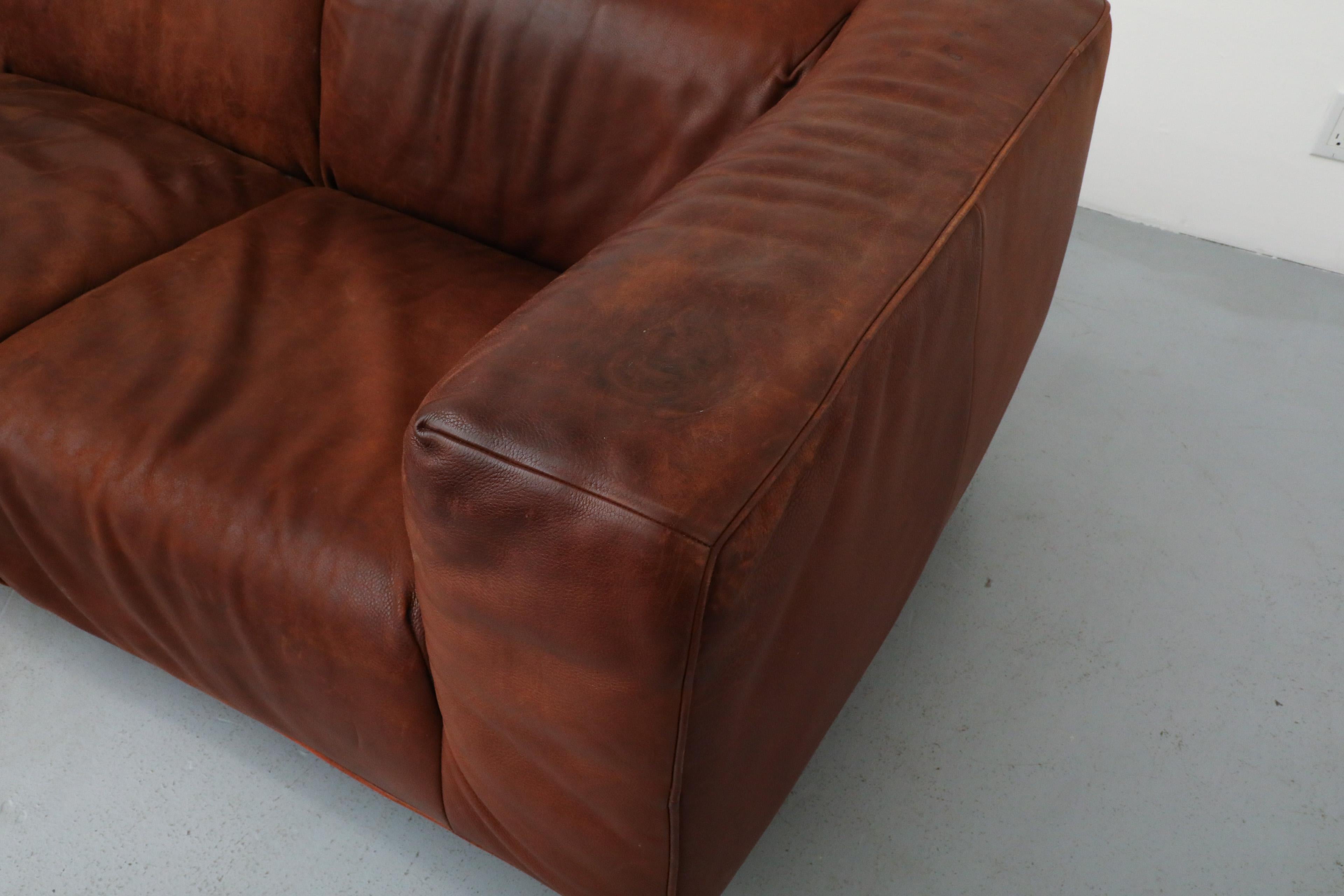 Mid-Century Cognac Leather 'Bommel' Sofa by Gerard Van Den Berg for Label, 1985 9