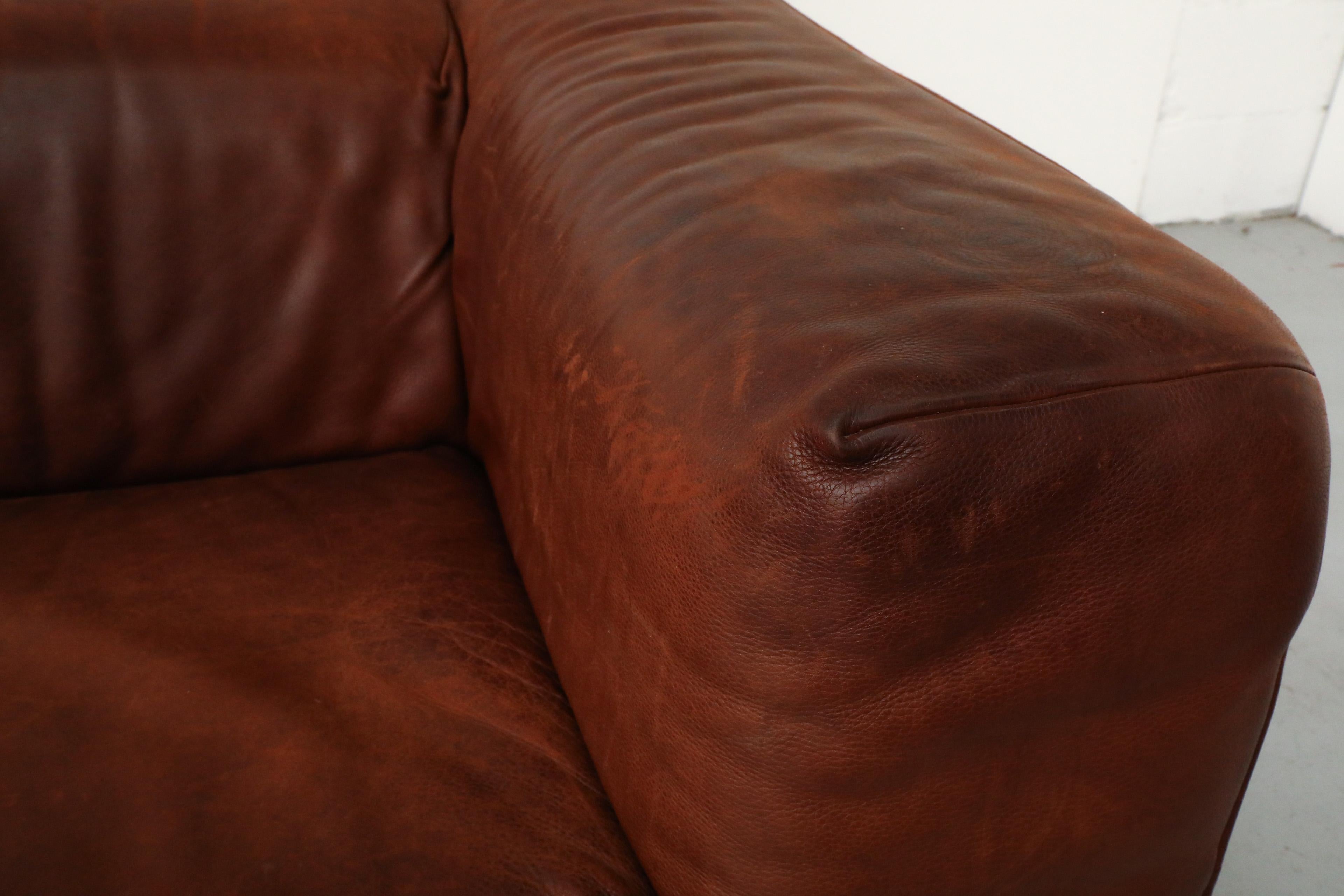 Mid-Century Cognac Leather 'Bommel' Sofa by Gerard Van Den Berg for Label, 1985 12