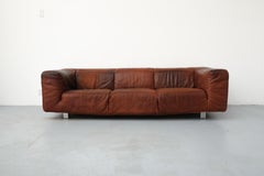 Mid-Century Cognac Leather 'Bommel' Sofa by Gerard Van Den Berg for Label, 1985