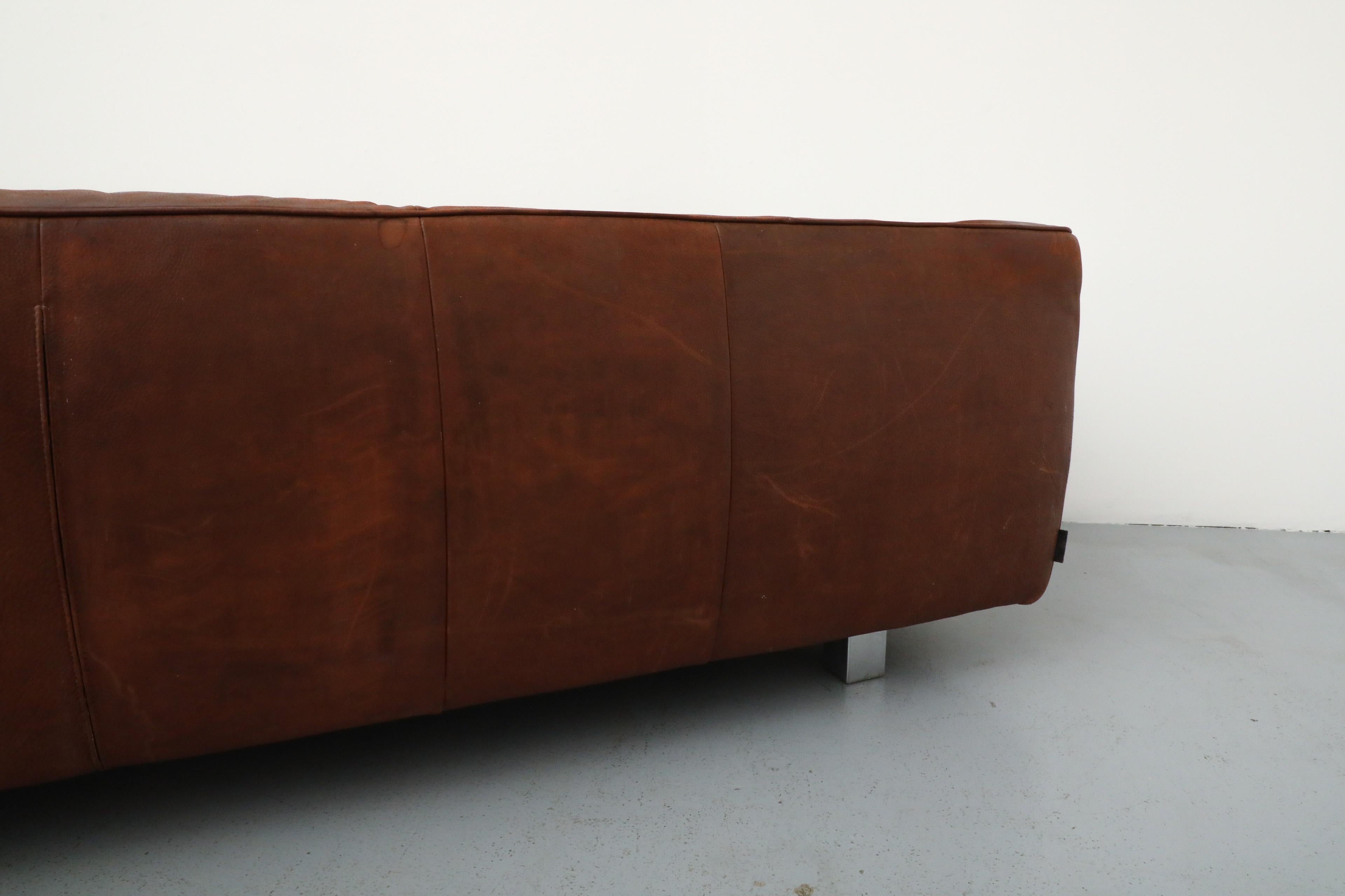 Mid-Century Cognac Leather 'Bommel' Sofa by Gerard Van Den Berg for Label, 1985 3