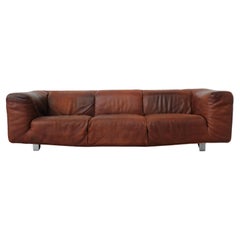 Mid-Century Cognac Leather 'Bommel' Sofa by Gerard Van Den Berg for Label, 1985