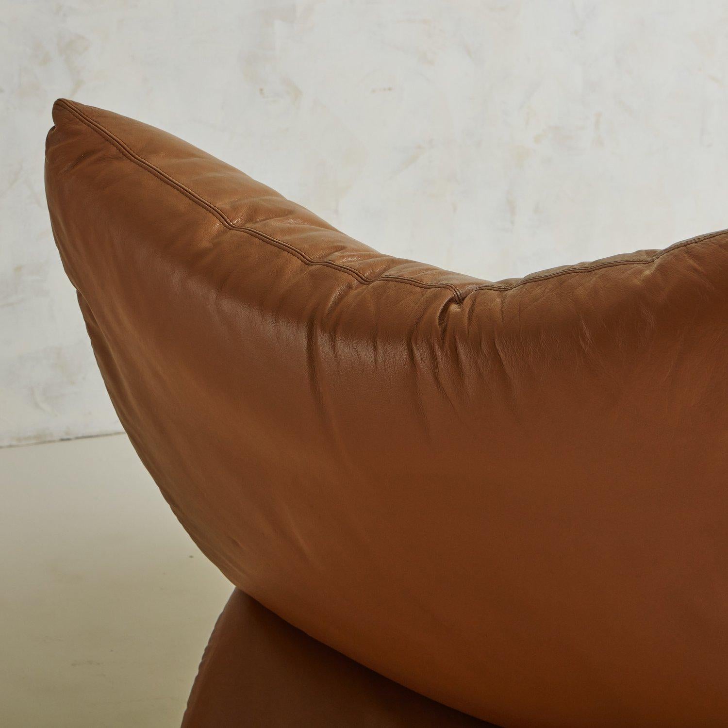 Mid Century Cognac Leather Chaise Lounge Chair, 1960s 3
