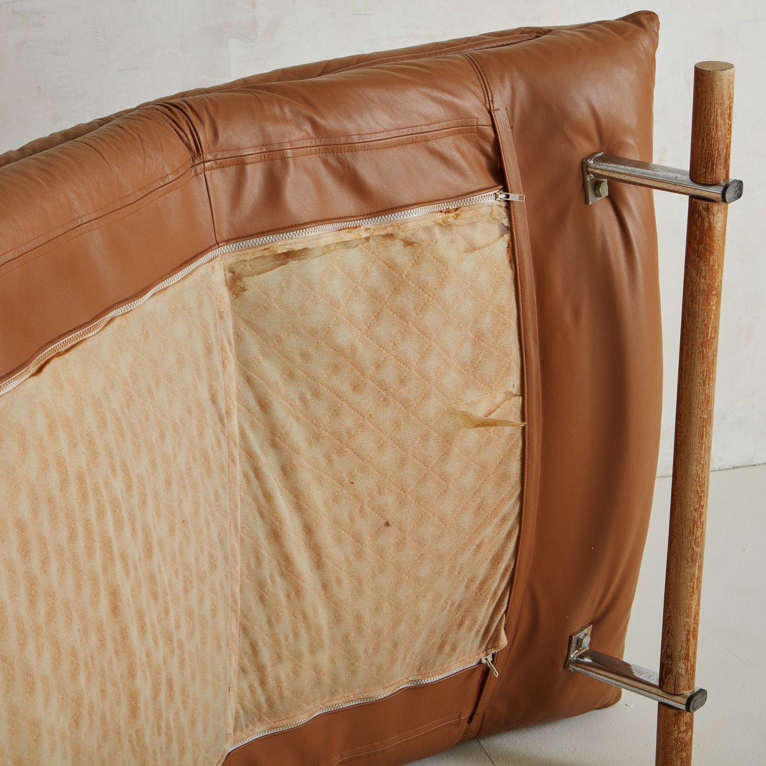 Mid Century Cognac Leather Chaise Lounge Chair, 1960s 7