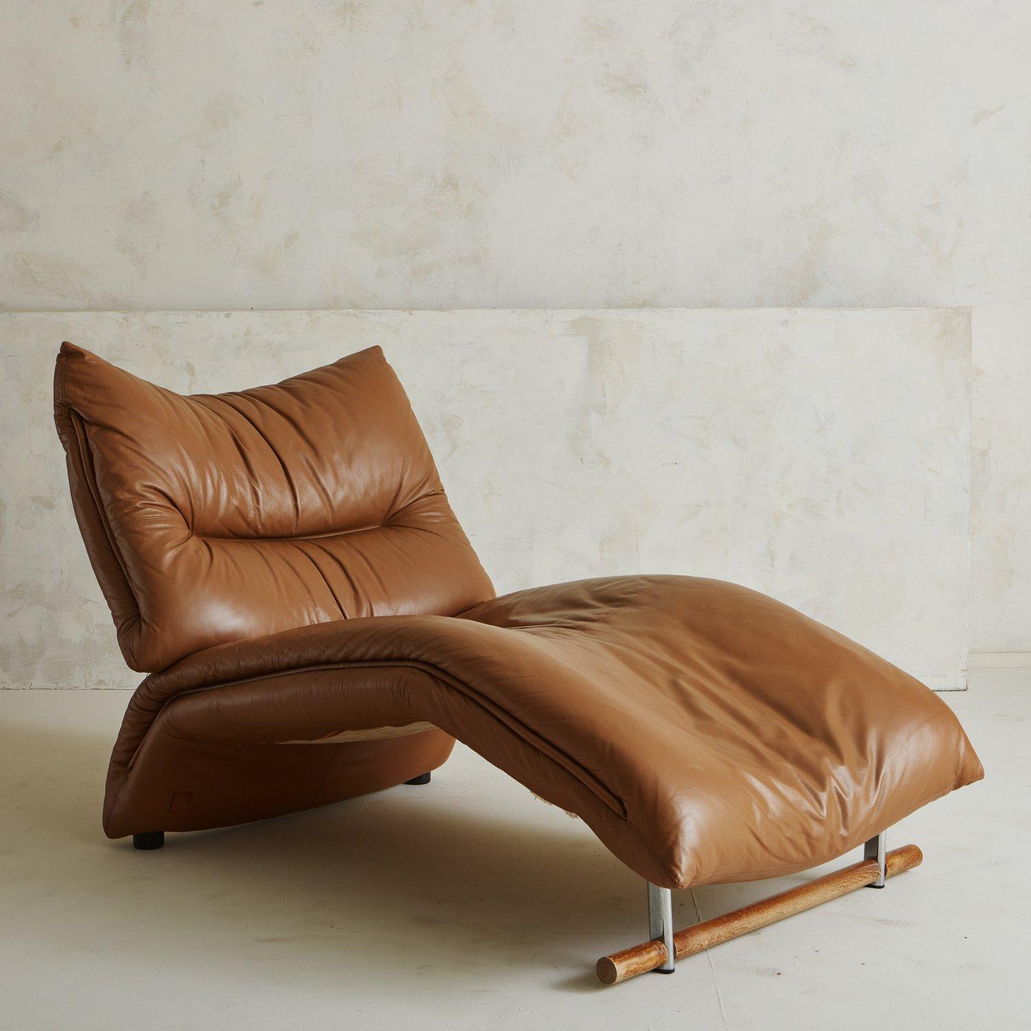 cognac chaise lounge