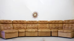 Midcentury Cognac Leather from De Sede Modular Sofa 6 Sections