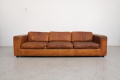 Mid-Century Cognac Leather Three Seater Sofa