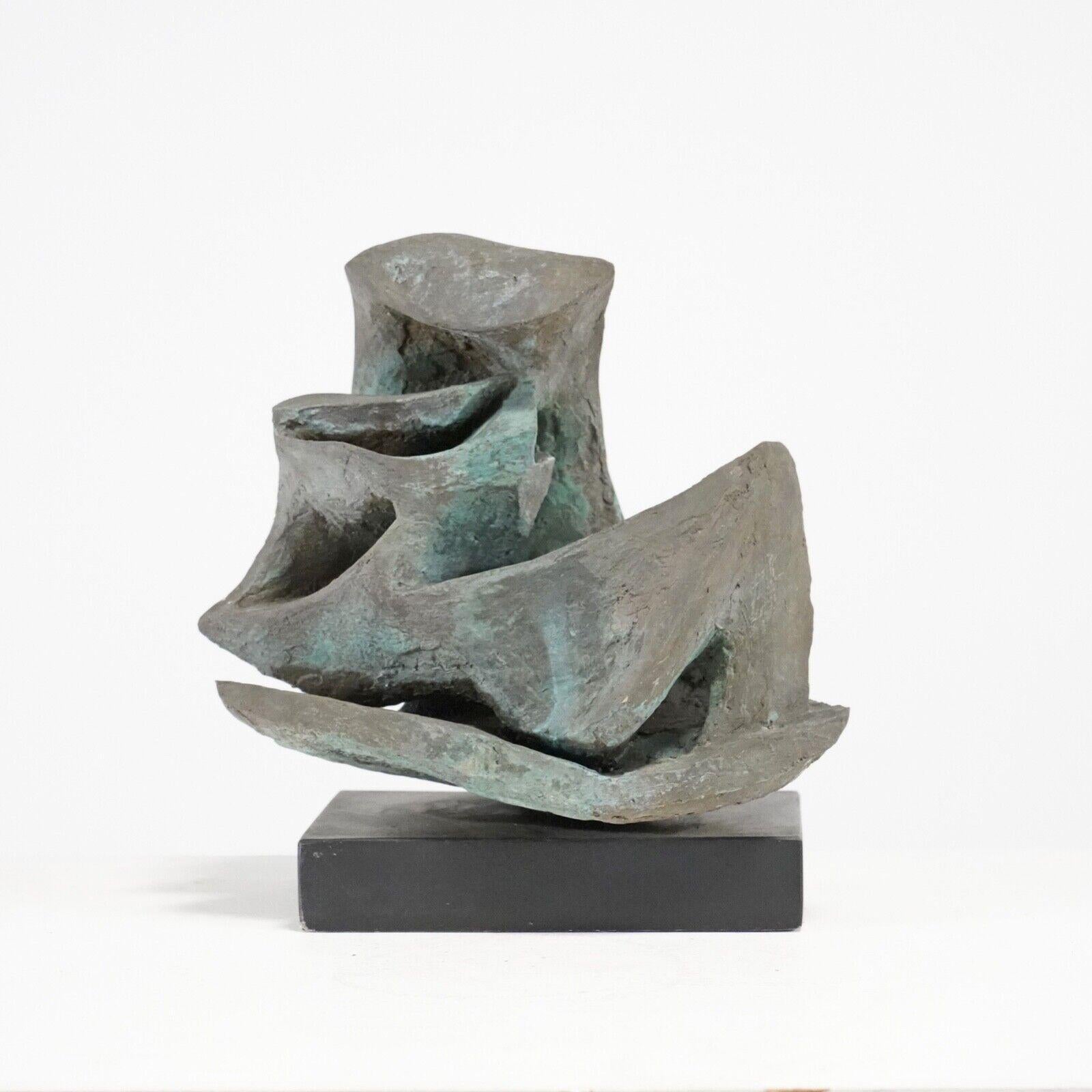 Brutalisme Sculpture abstraite en bronze coulé à froid du milieu du siècle en vente