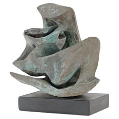 Sculpture abstraite en bronze coulé à froid du milieu du siècle
