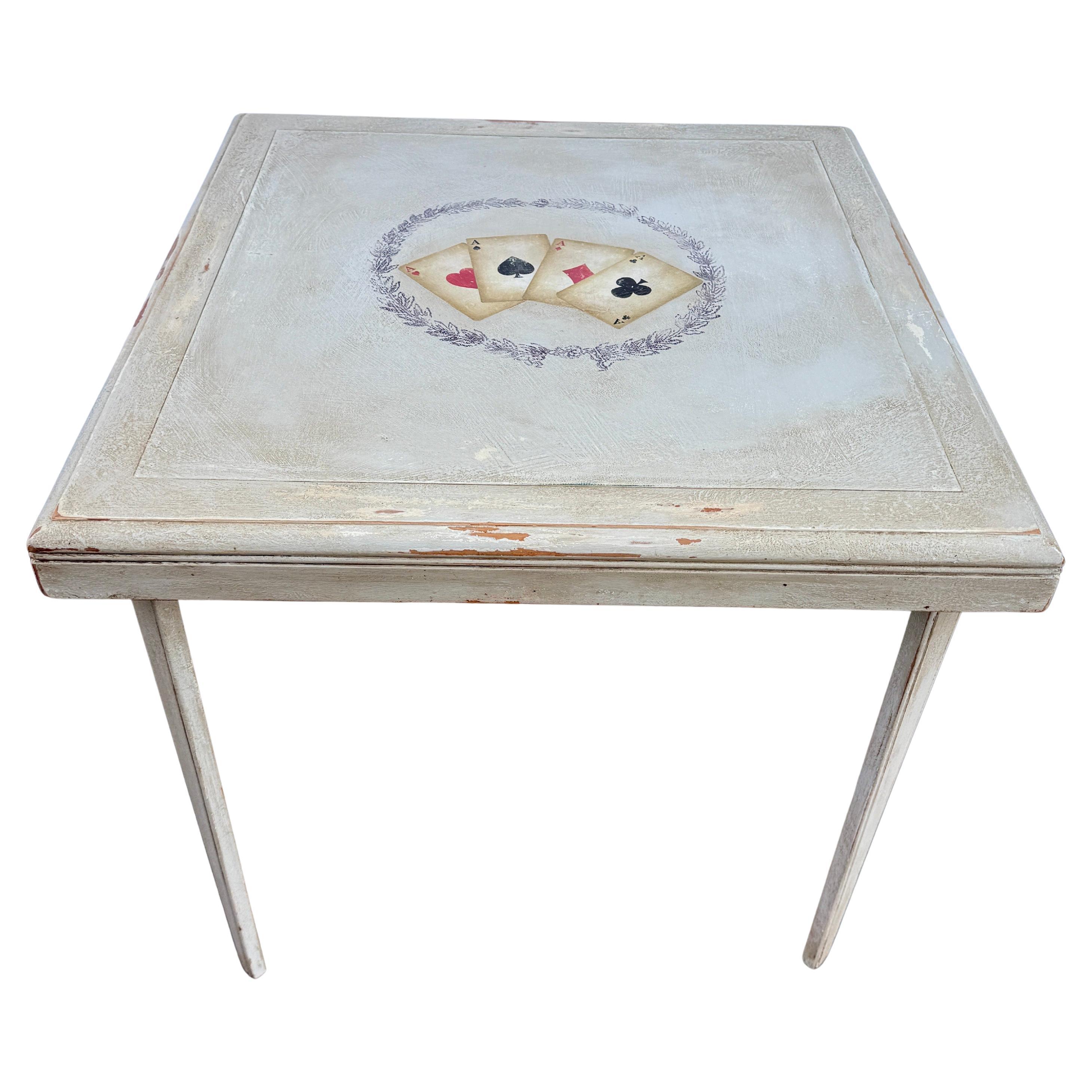 Mid-Century Collapsable Painted Cards Game Table, 1960’s For Sale
