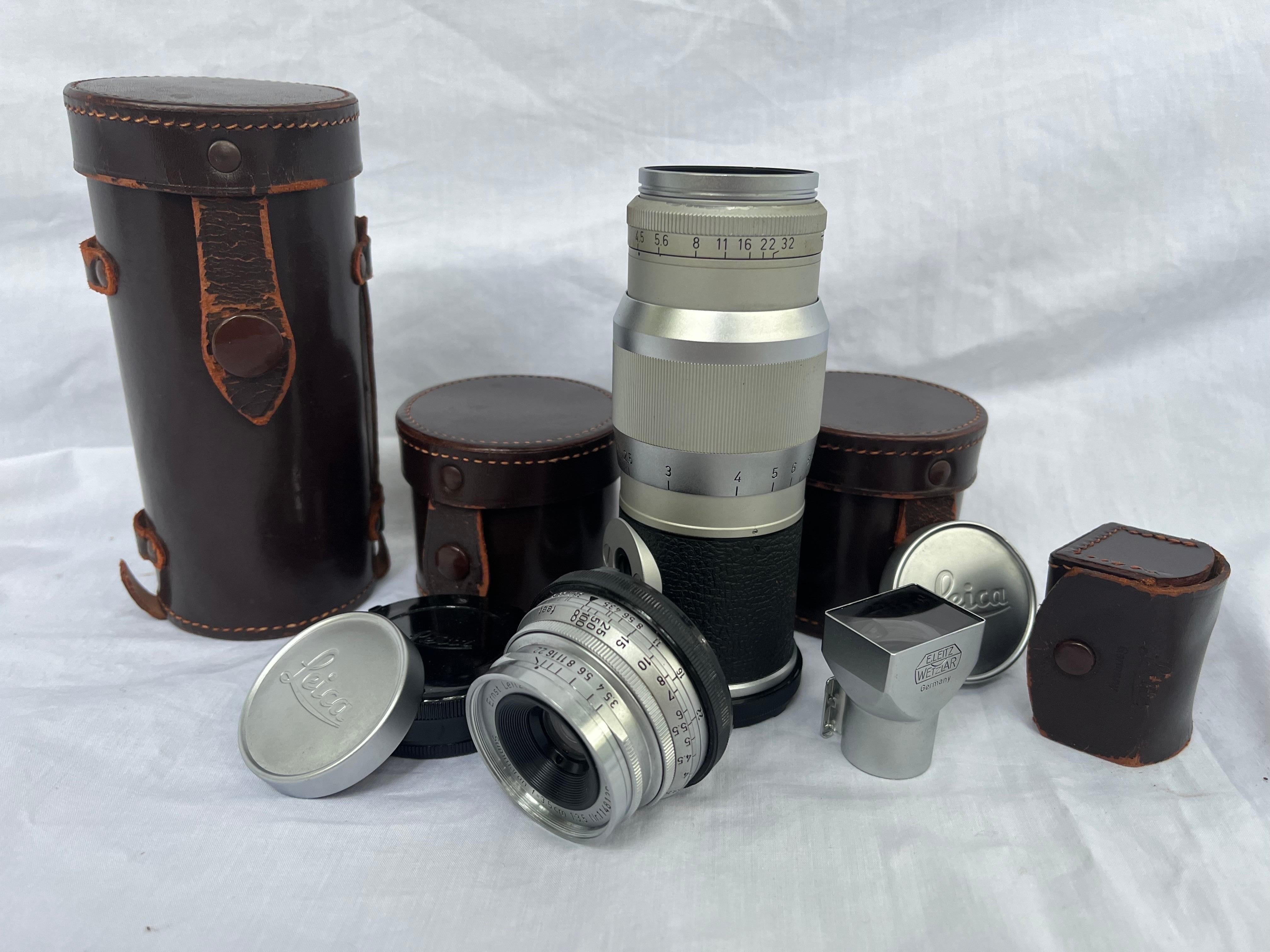 German Mid Century Collection of Leica Ernst Leitz Camera Lenses Summaron Hektor  For Sale
