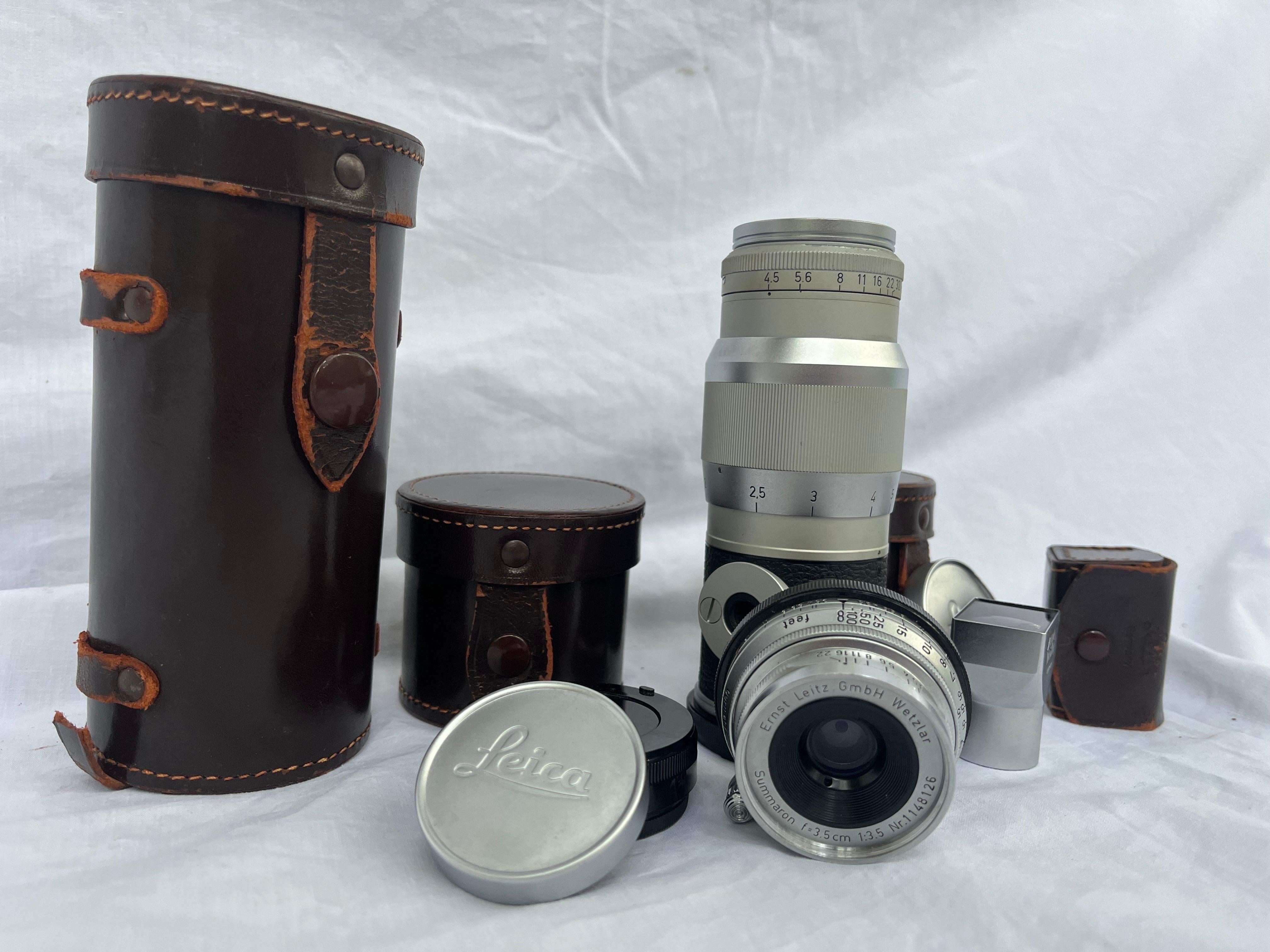 Mid Century Collection of Leica Ernst Leitz Camera Lenses Summaron Hektor  In Good Condition For Sale In Atlanta, GA