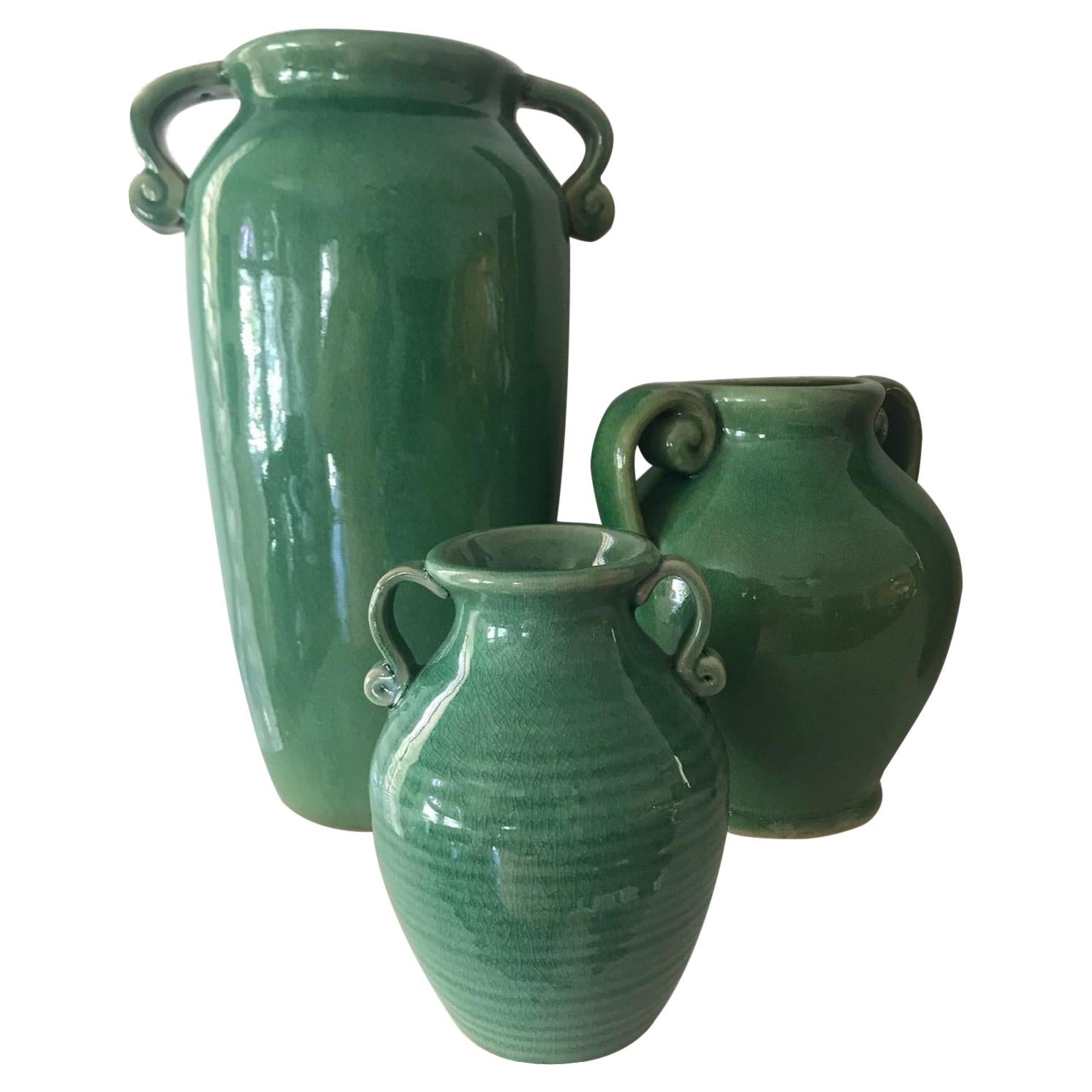 Midcentury Collection of Three Pottery Vases