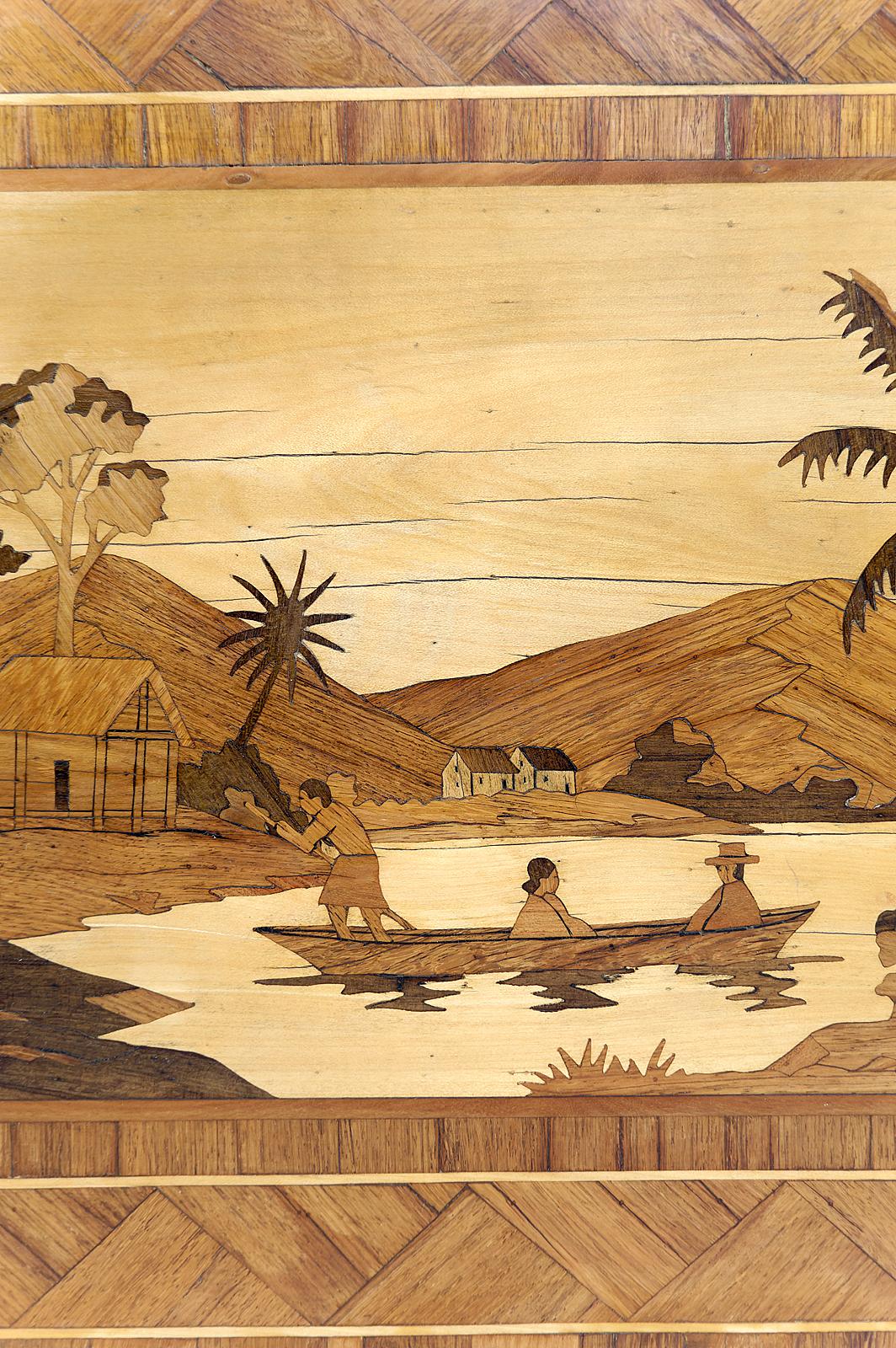 Afrikanischer Kolonial-Couchtisch aus der Mitte des Jahrhunderts mit Intarsien aus Holz, um 1960 im Angebot 10