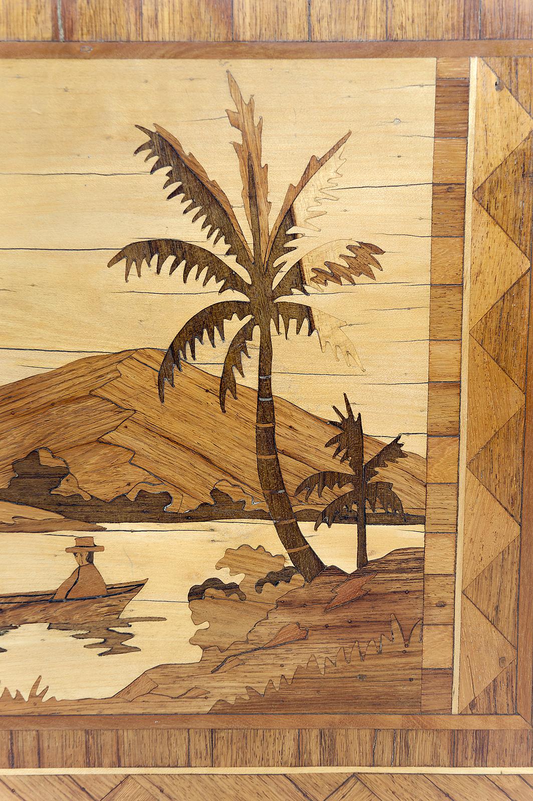 Afrikanischer Kolonial-Couchtisch aus der Mitte des Jahrhunderts mit Intarsien aus Holz, um 1960 im Angebot 11