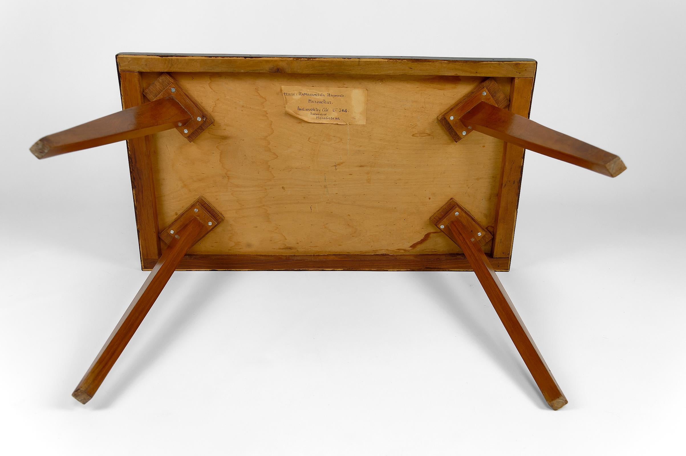 African Mid-Century Colonial Coffee Table with Inlaid Wood , circa 1960 For Sale 11