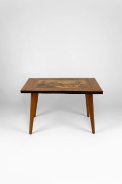 African Mid-Century Colonial Coffee Table with Inlaid Wood , circa 1960