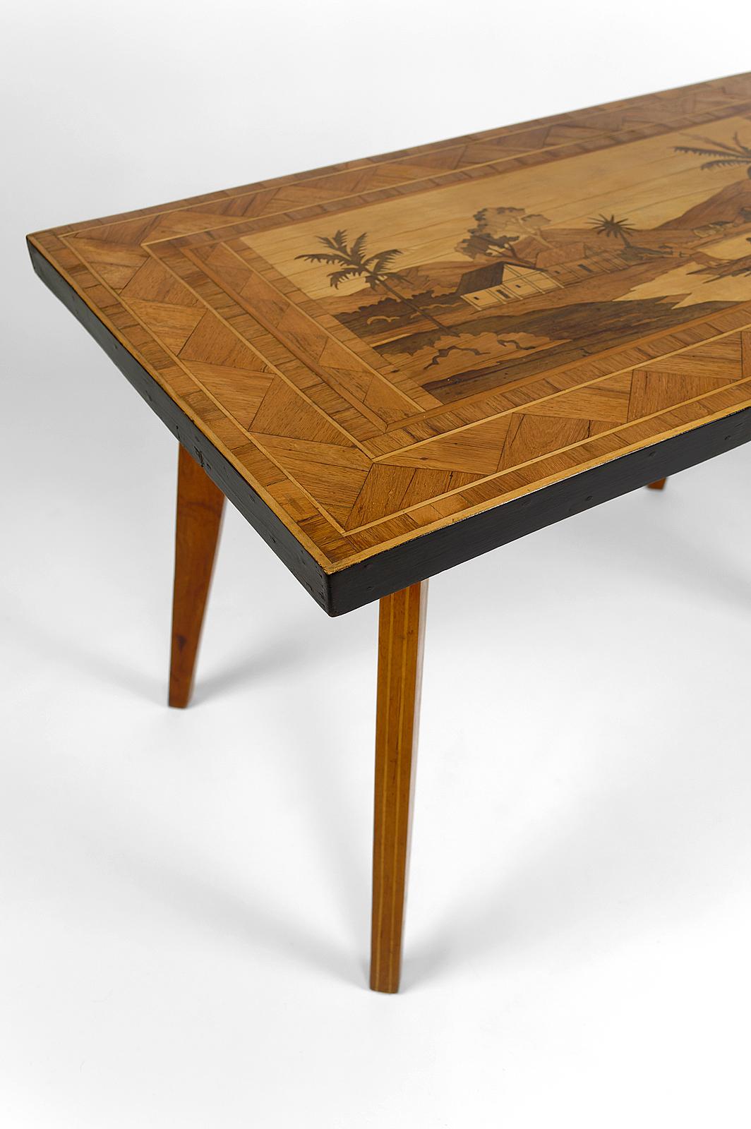 African Mid-Century Colonial Coffee Table with Inlaid Wood , circa 1960 For Sale 2