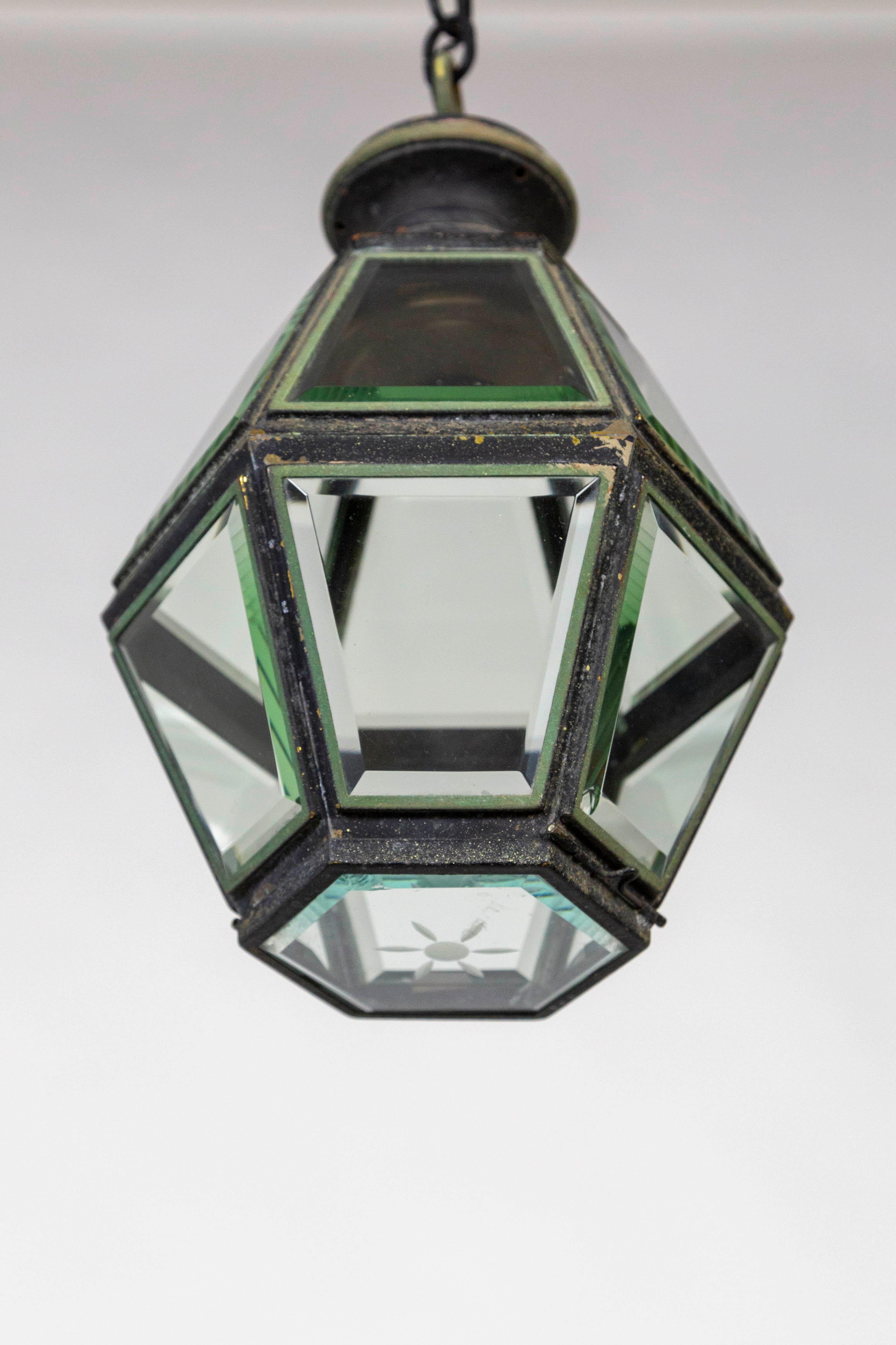 Midcentury Colonial Revival Bevelled Hexagon Lanterns ‘Pair’ 7