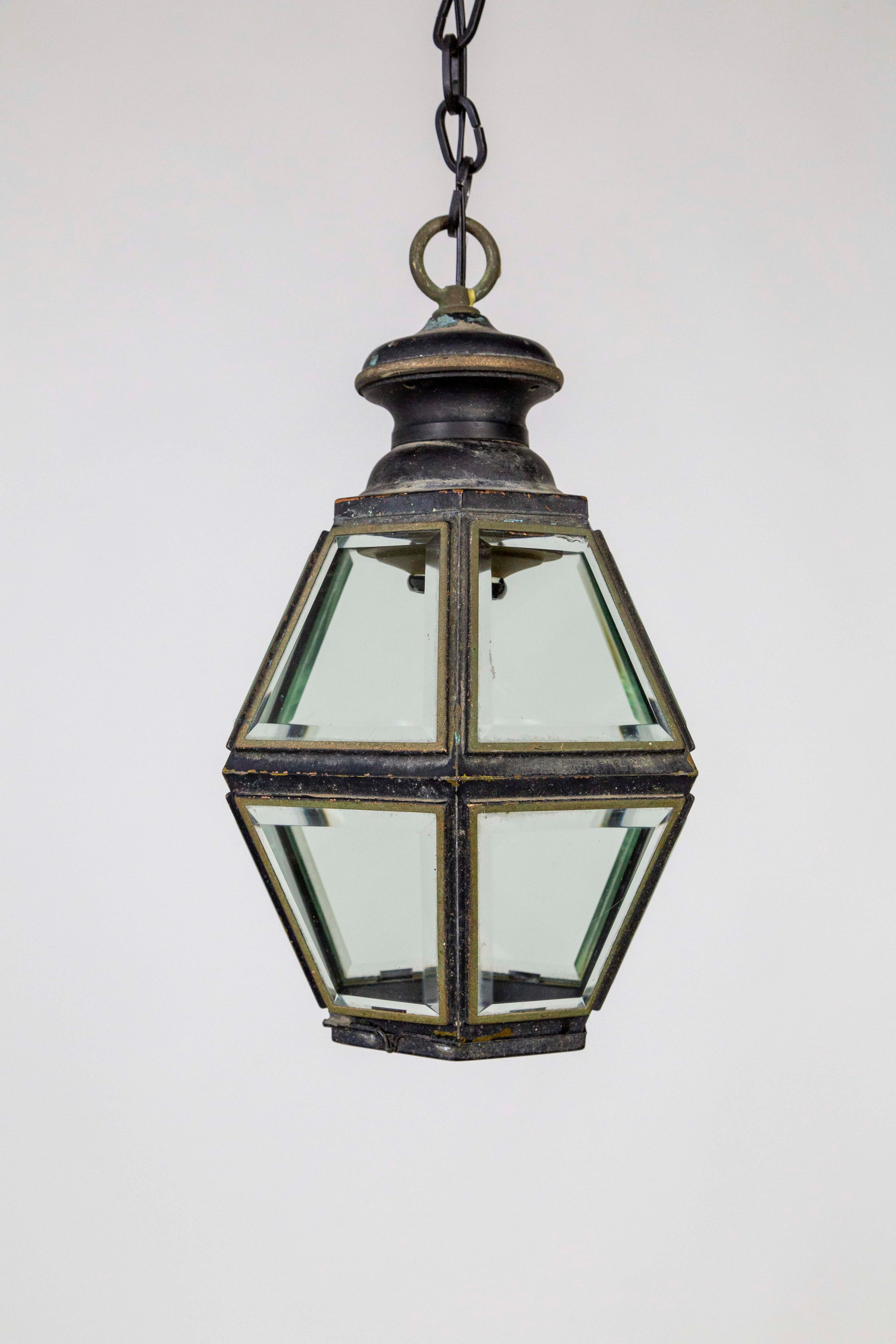 Midcentury Colonial Revival Bevelled Hexagon Lanterns ‘Pair’ 2