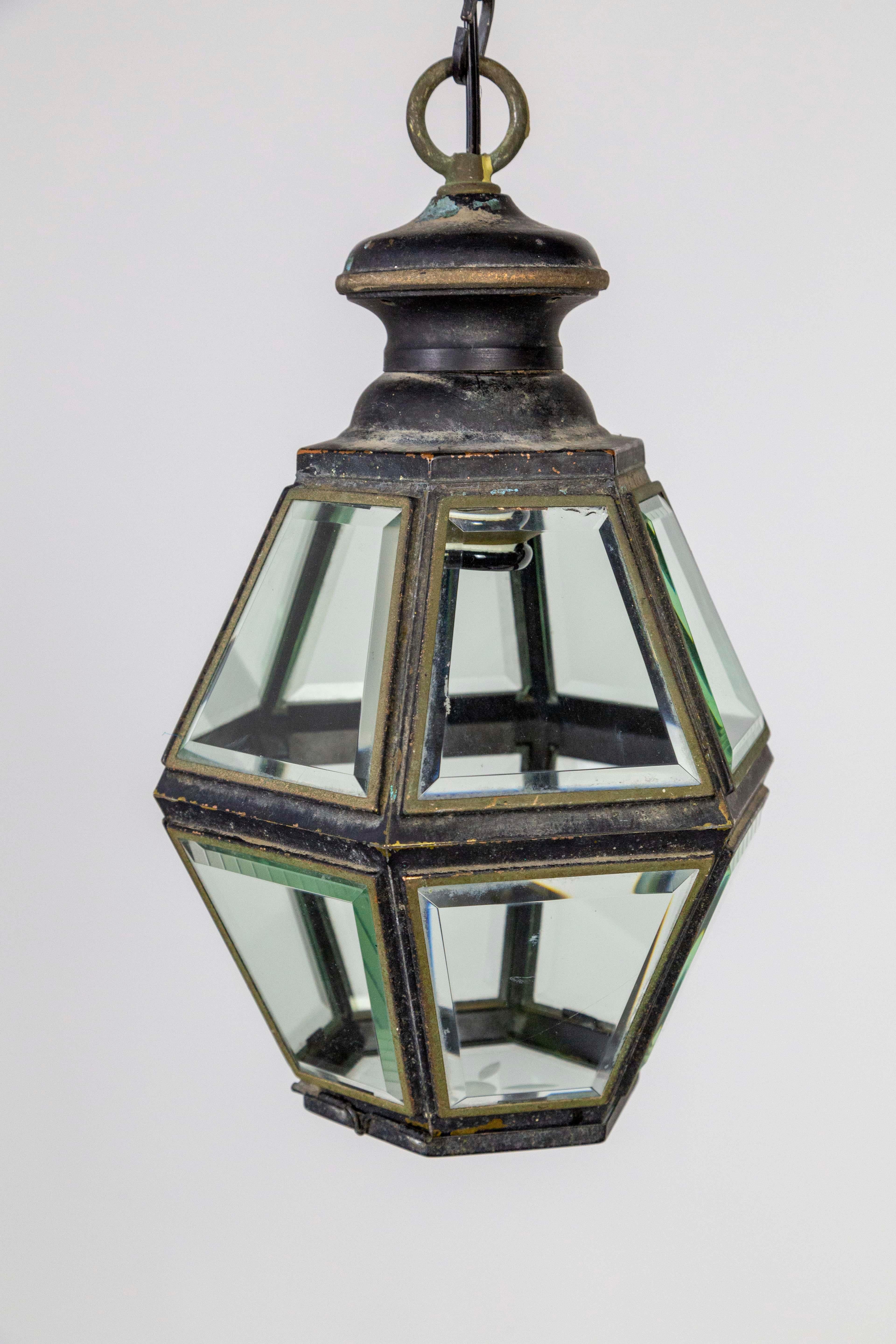 Midcentury Colonial Revival Bevelled Hexagon Lanterns ‘Pair’ 3