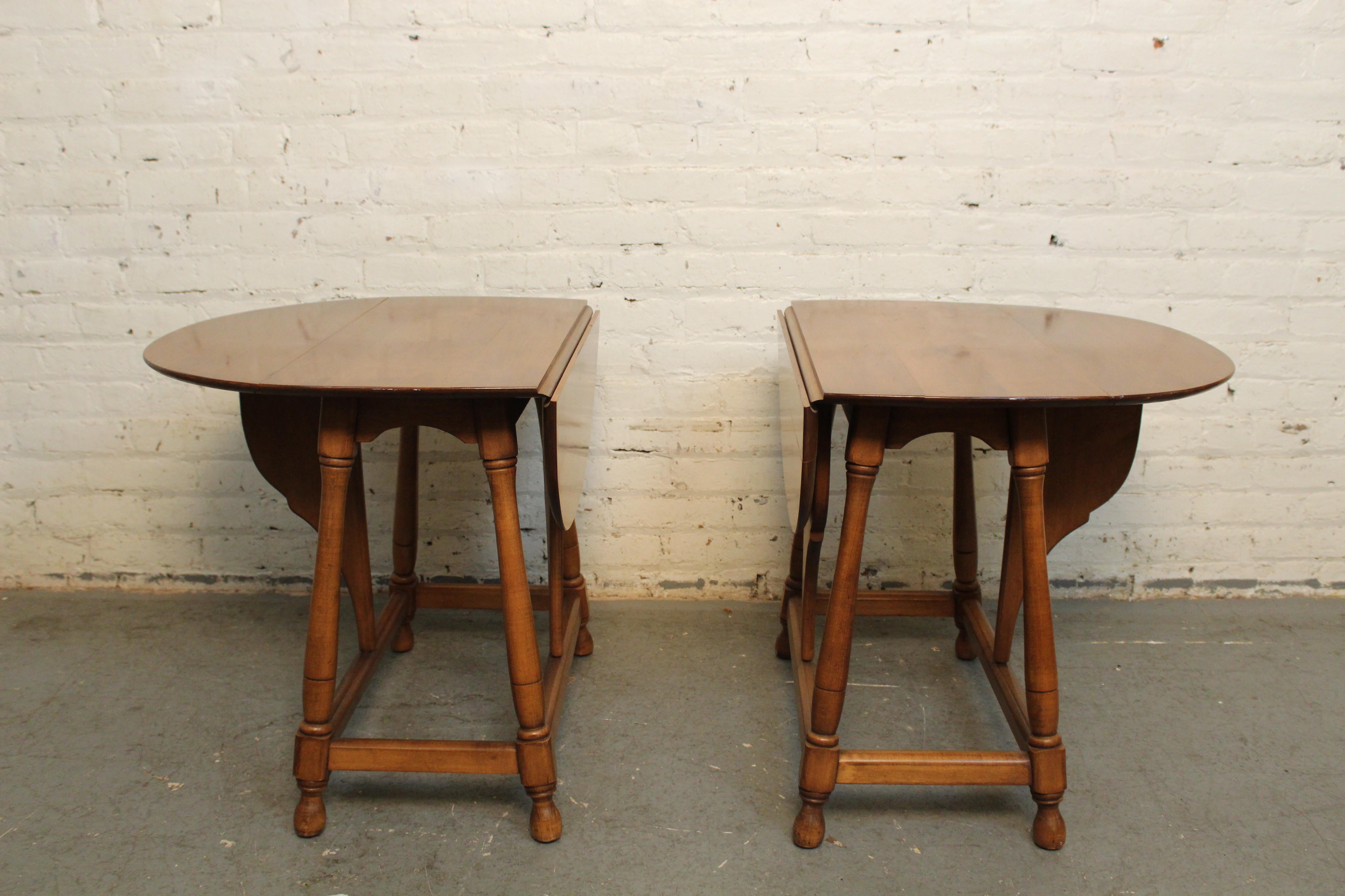American Colonial Mid-Century Colonial Revival Maple Drop Leaf Tables For Sale
