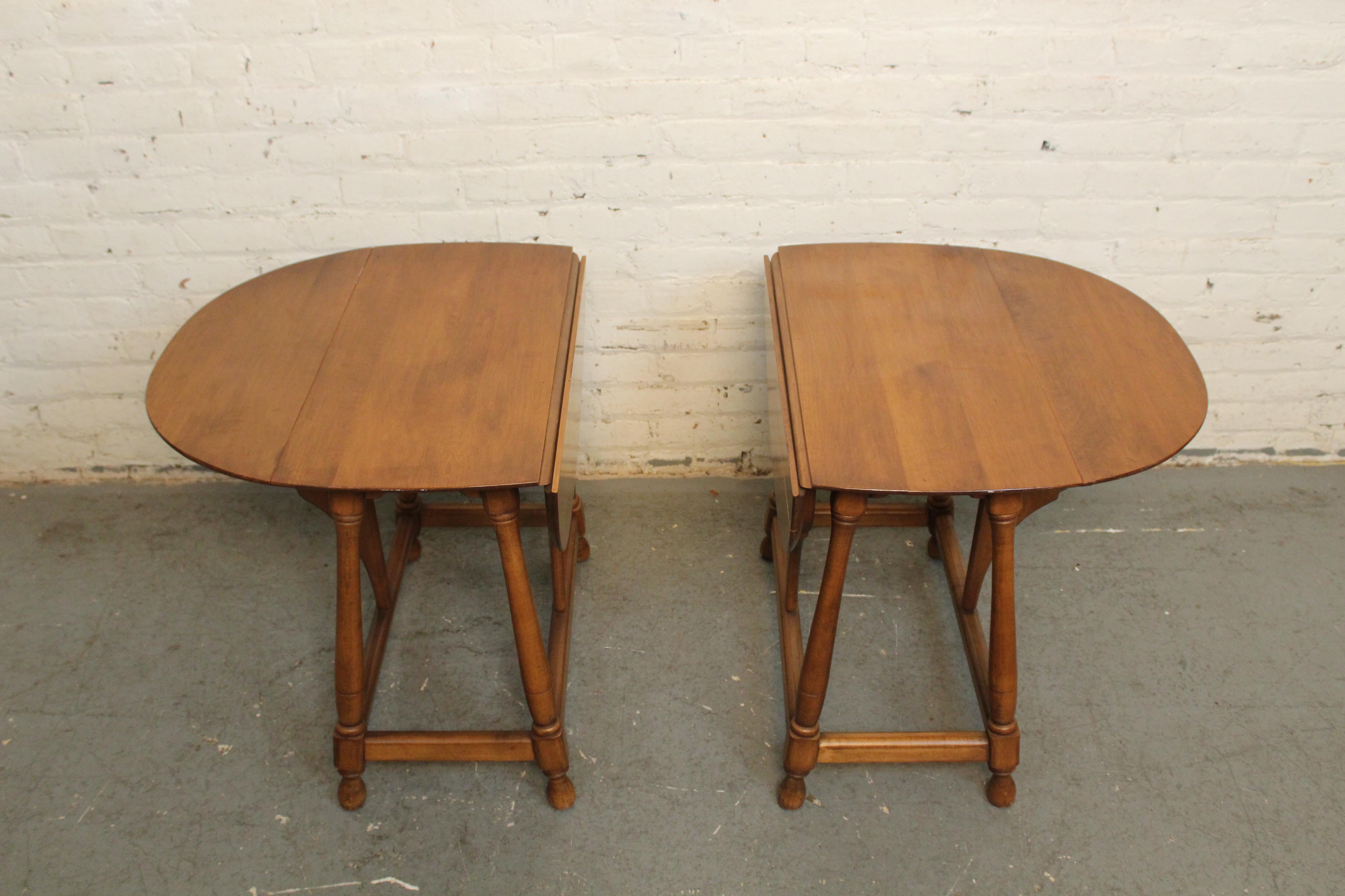 American Mid-Century Colonial Revival Maple Drop Leaf Tables For Sale