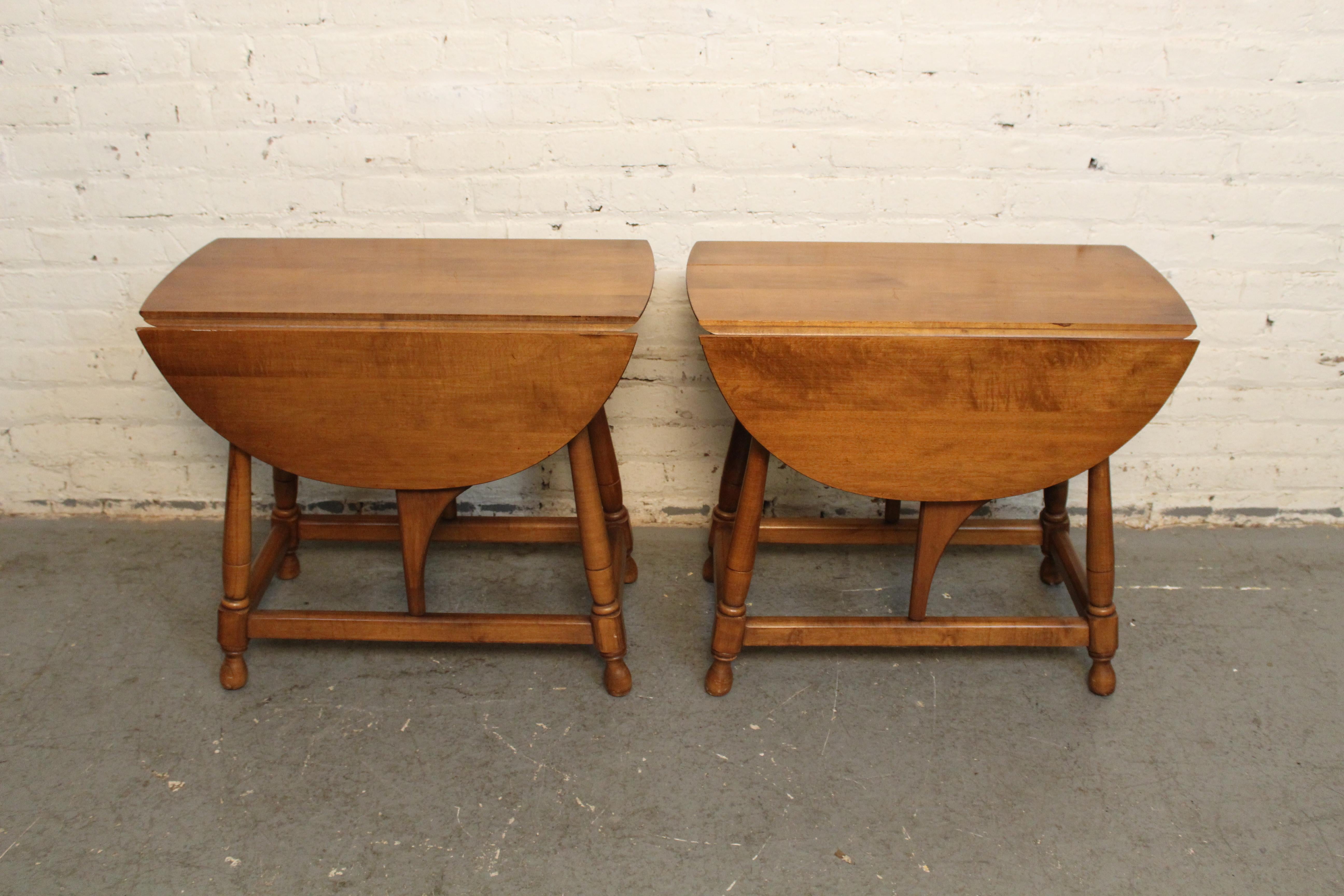 20th Century Mid-Century Colonial Revival Maple Drop Leaf Tables For Sale